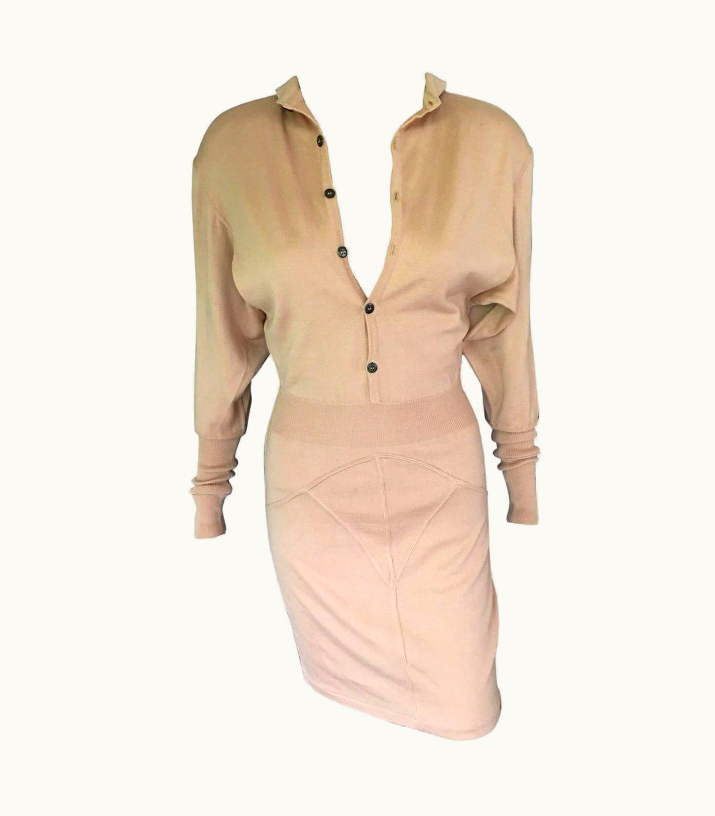 Alaia Azzedine Alaia Vintage Fitted Plunged Mini Dress