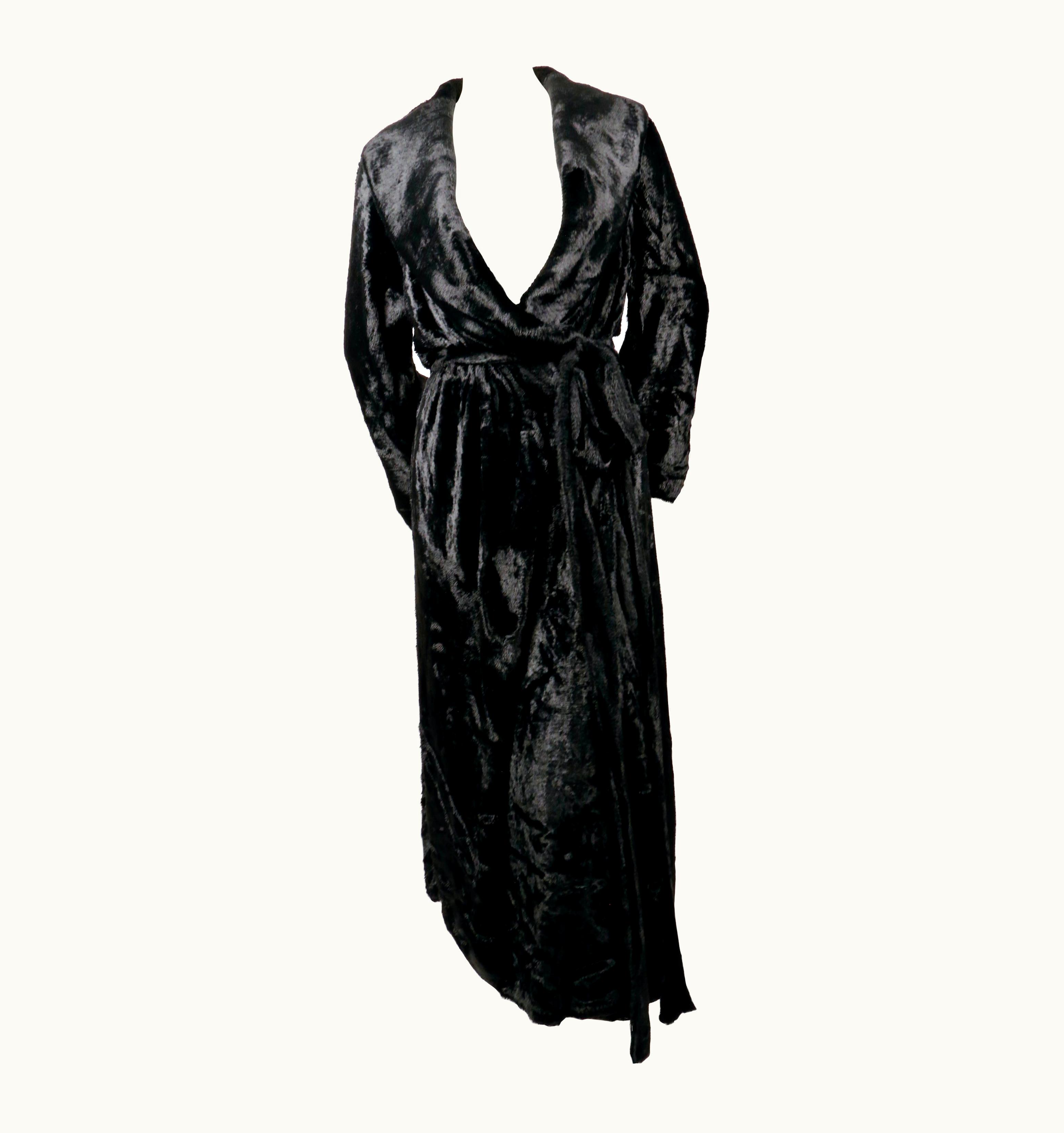 Alaia 1994 Azzedine Alaia Black Chenille Robe Coat