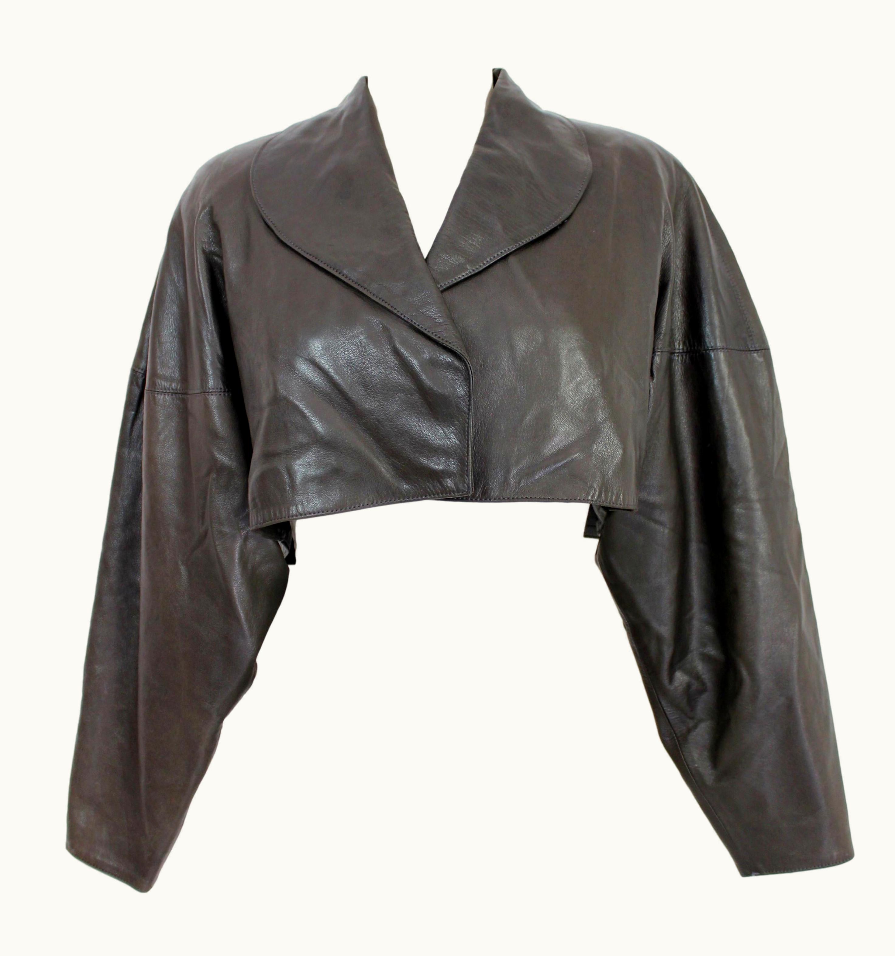 Alaia Azzedine Alaia Leather Black Iconic Bolero Jacket 1980s