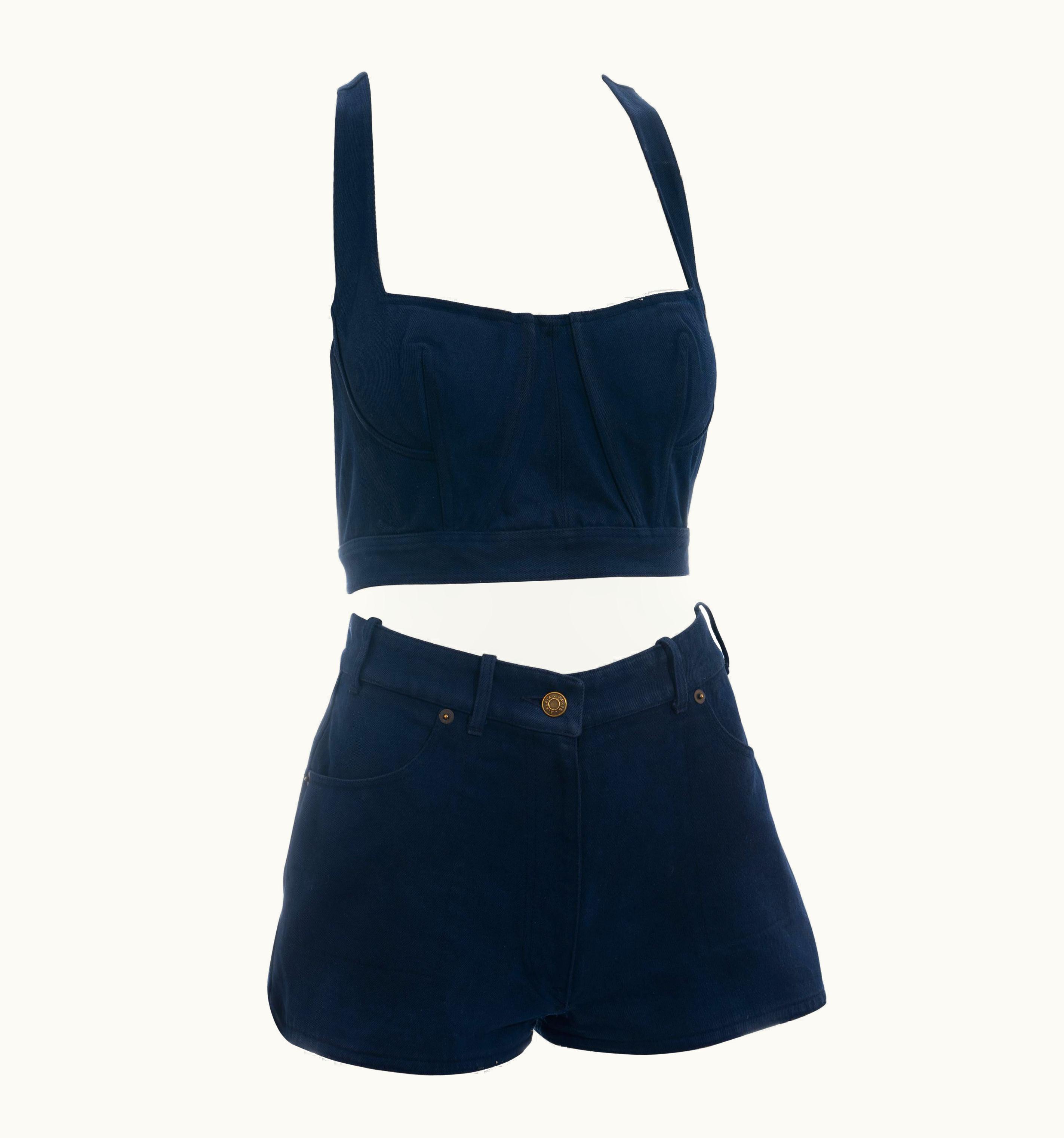 Alaia Azzedine Alaia Indigo Blue Denim Playsuit, S/S 1991