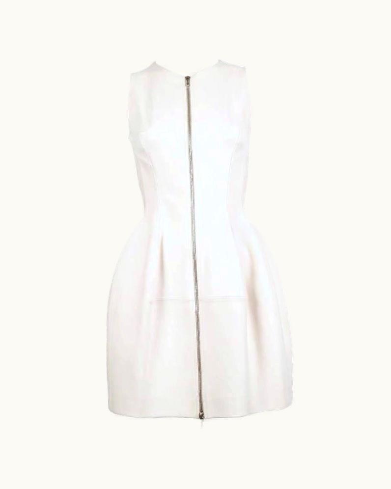 Alaia Azzedine Alaia Cream Tulip Dress With Zipper Front