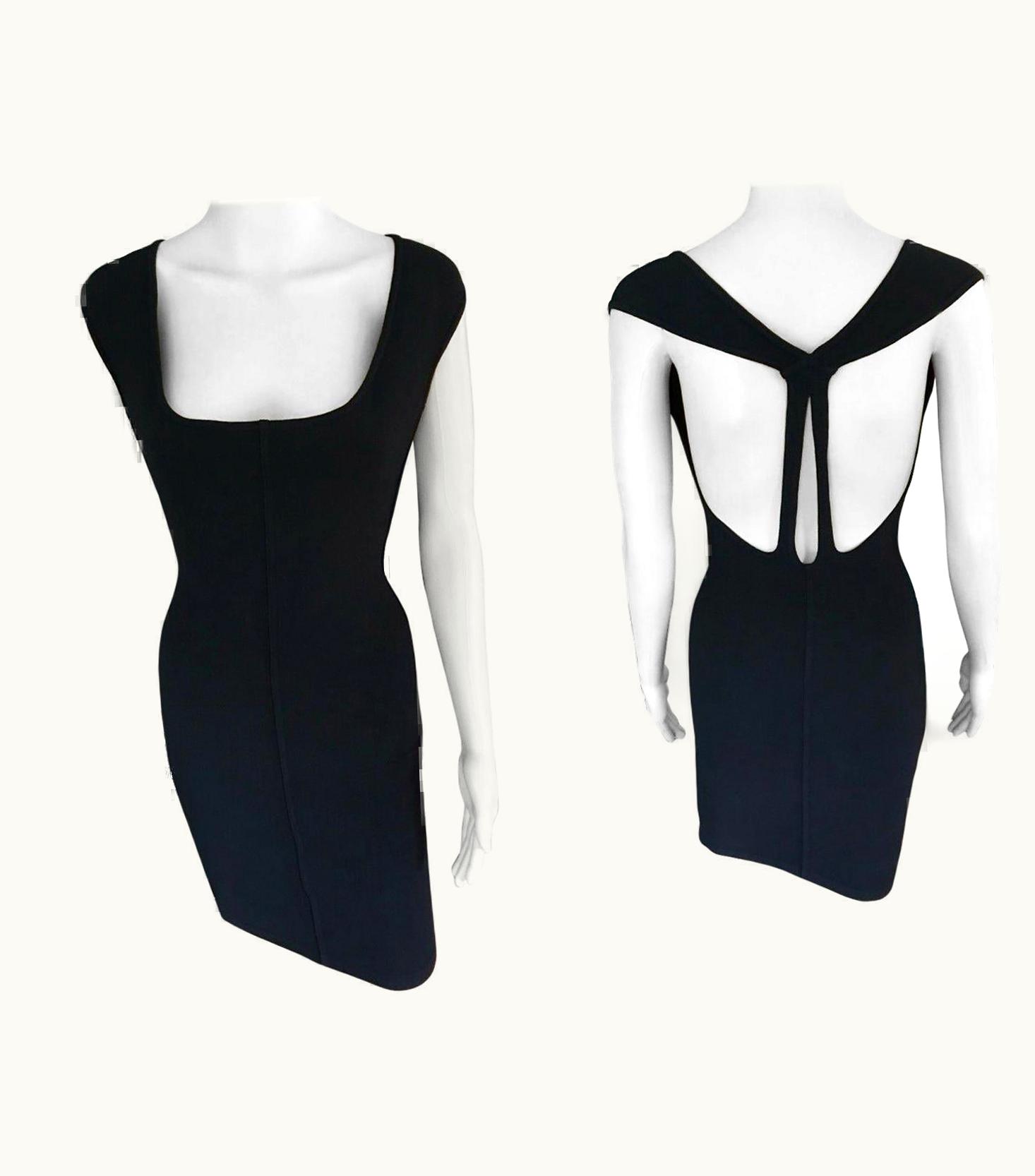 Alaia Azzedine Alaia Vintage Fitted Open Back Black Mini Dress