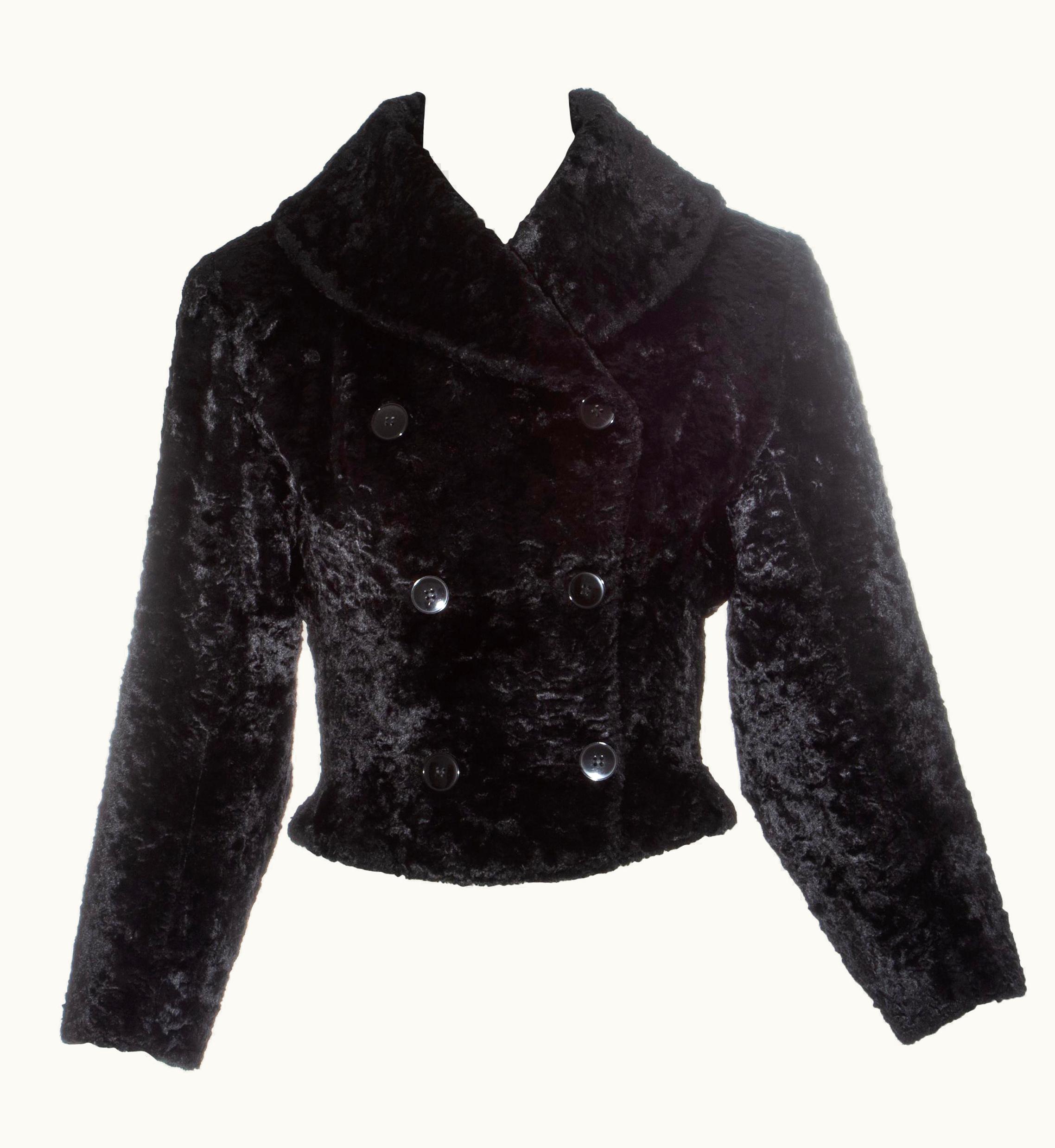 Alaia Azzedine Alaia Black Chenille Double Breasted Jacket, AW 1992