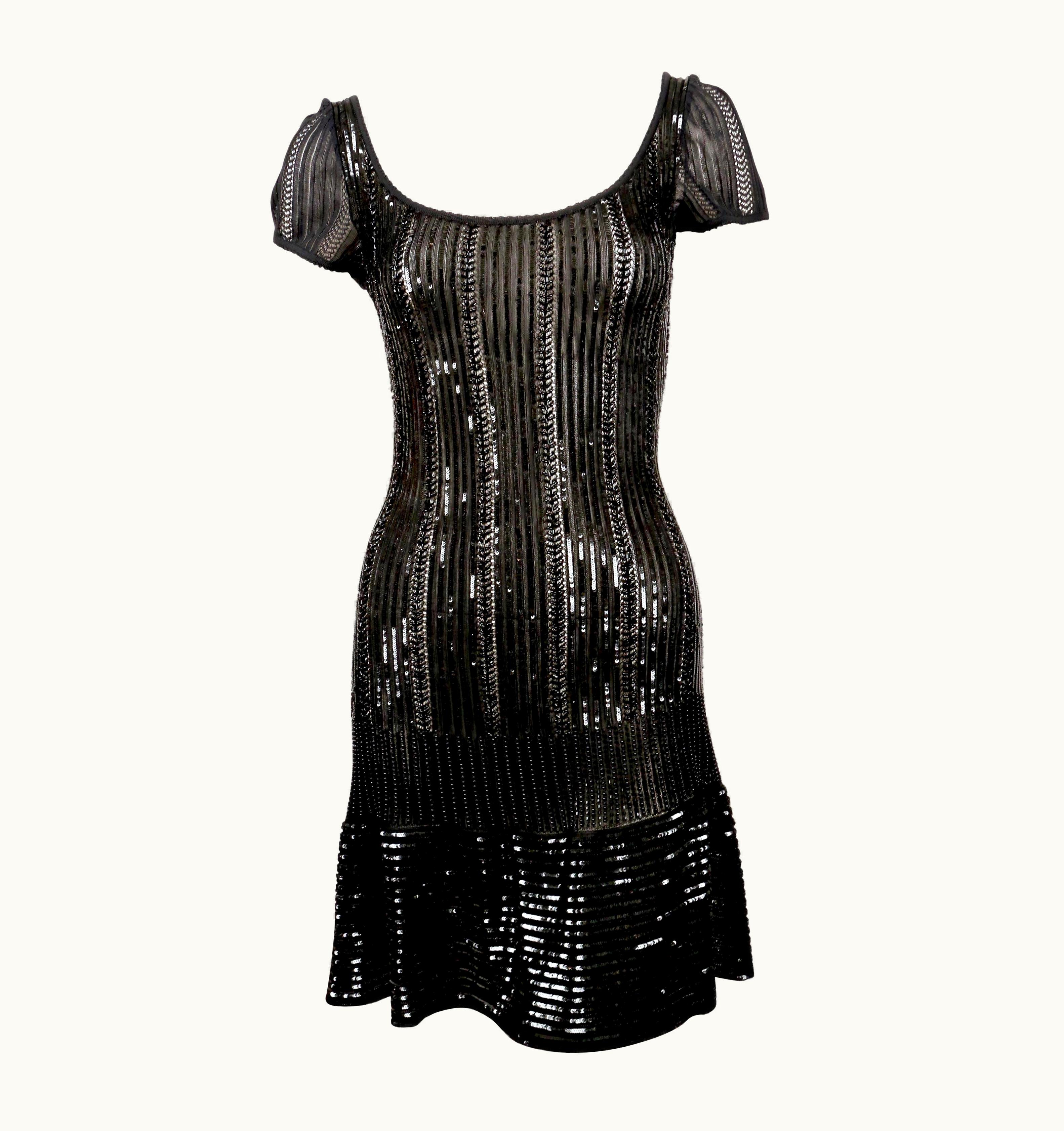 Alaia 1996 Azzedine Alaia Black Beaded And Micro Sequined Dress