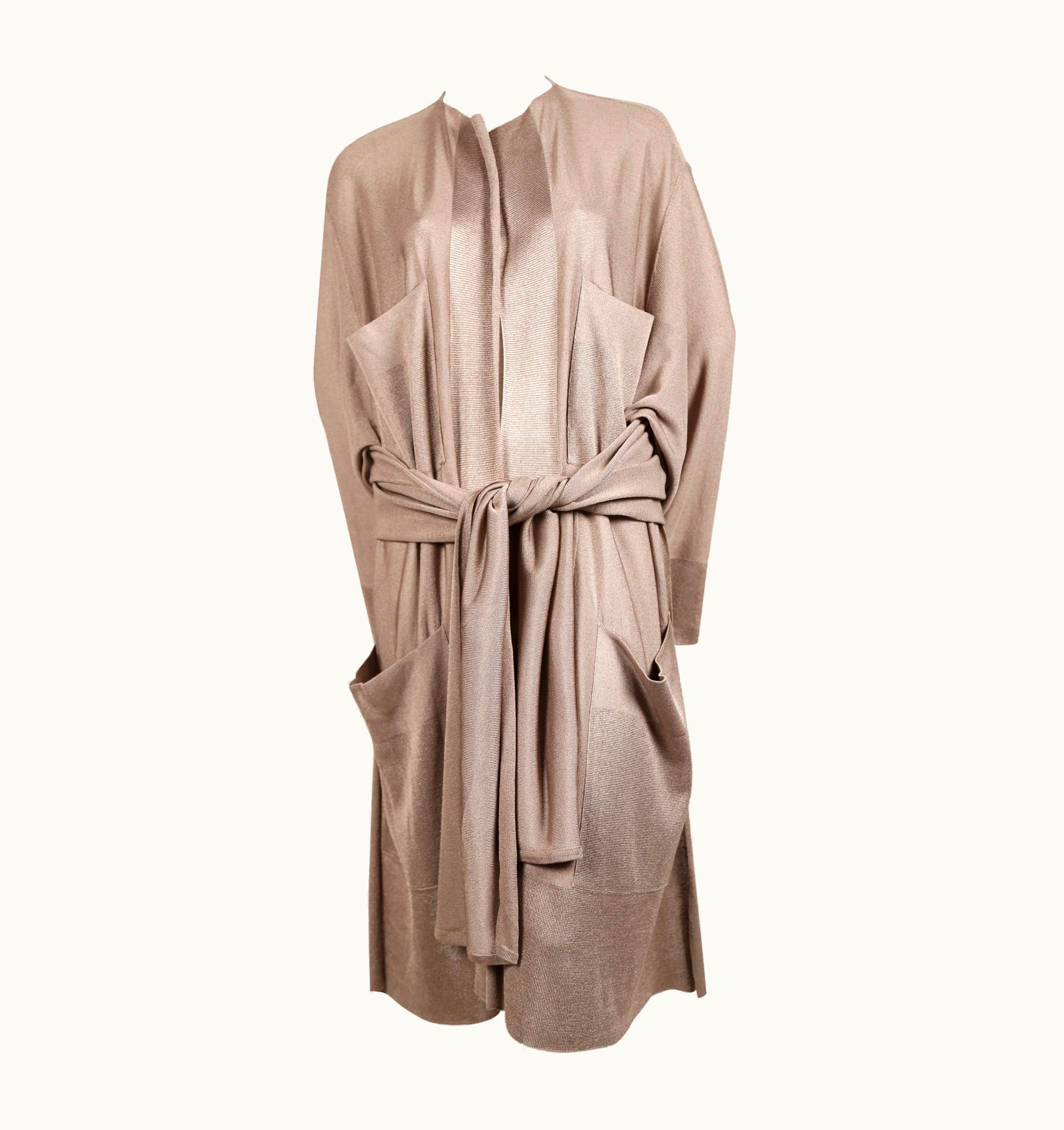 Alaia 1985 Azzedine Alaia Taupe Knit Jacket With Waist Tie