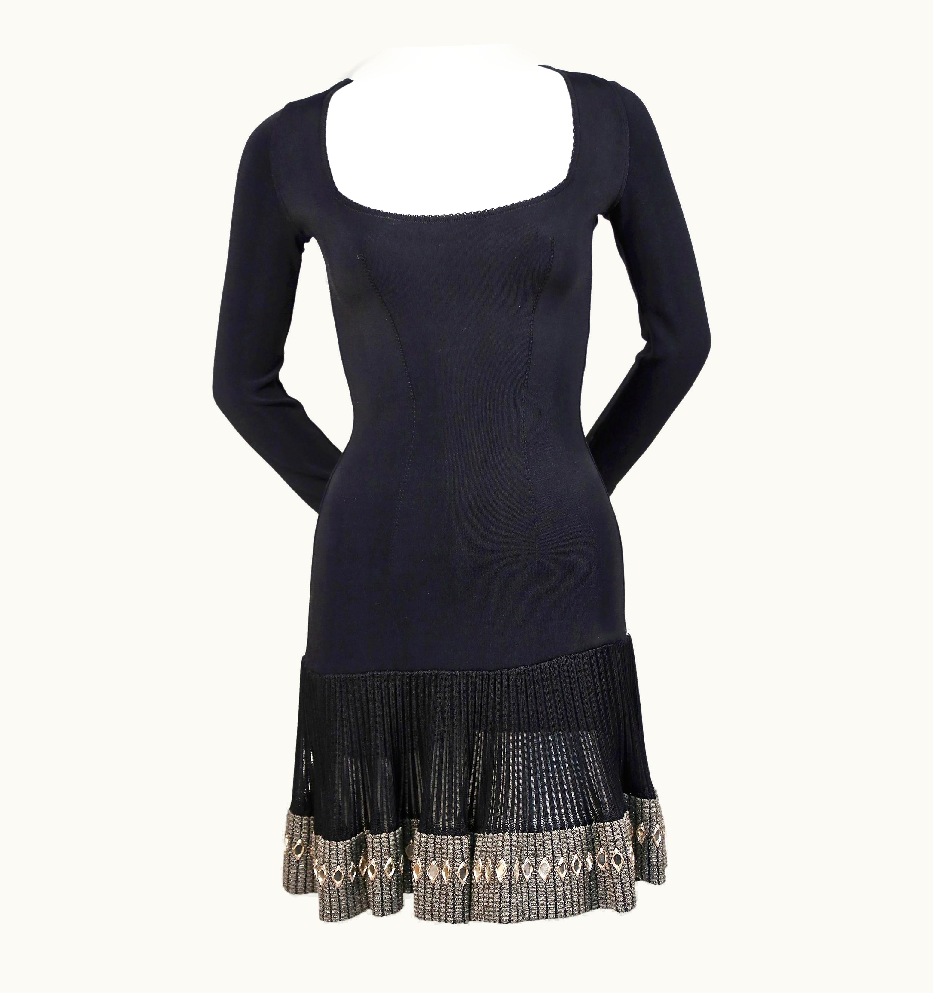 Alaia Azzedine Alaia Black Mini Dress With Mirrored Hemline, 1990s