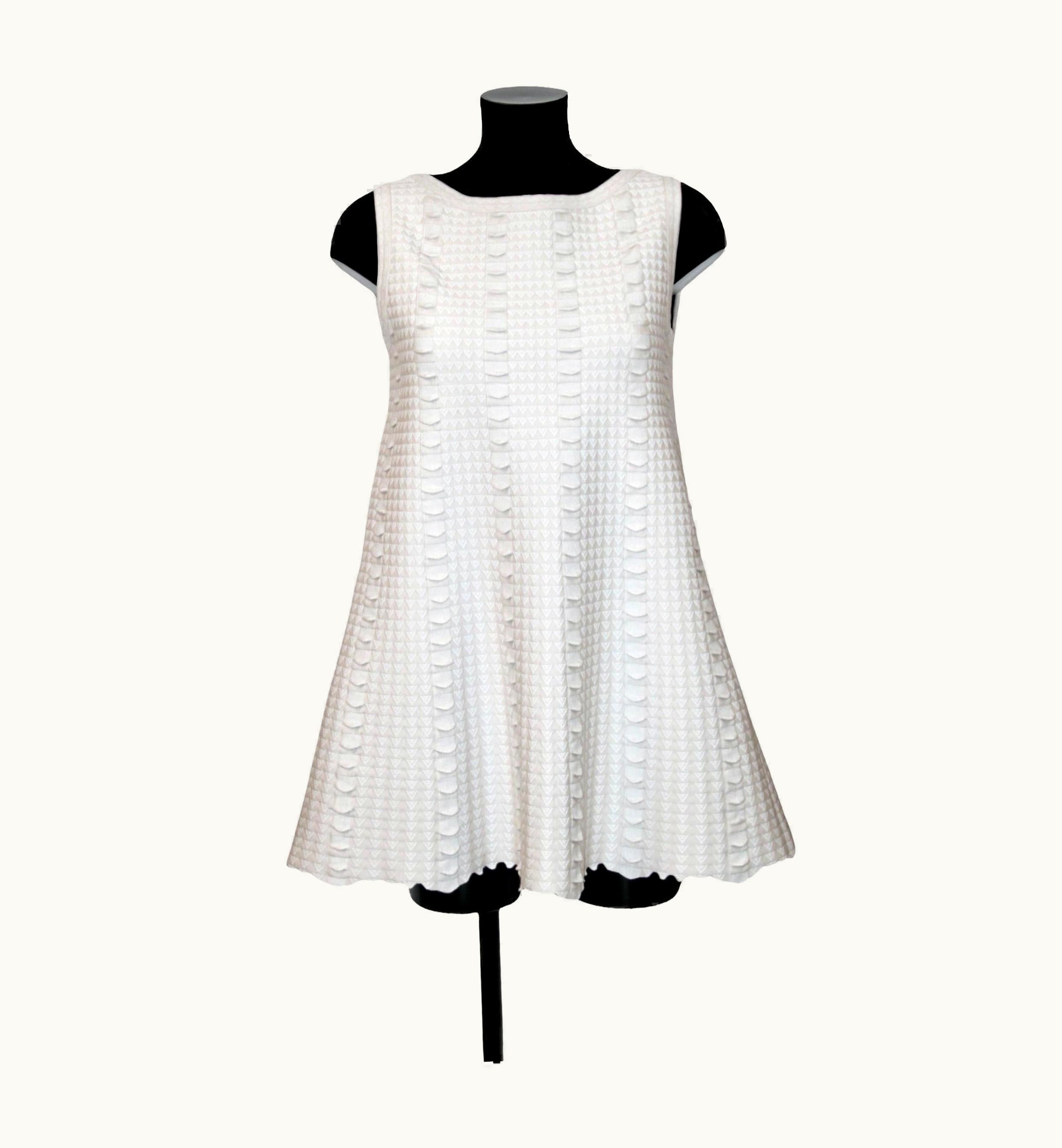 Alaia Azzedine Alaïa Off-White And Beige Mini Sleeveless Dress