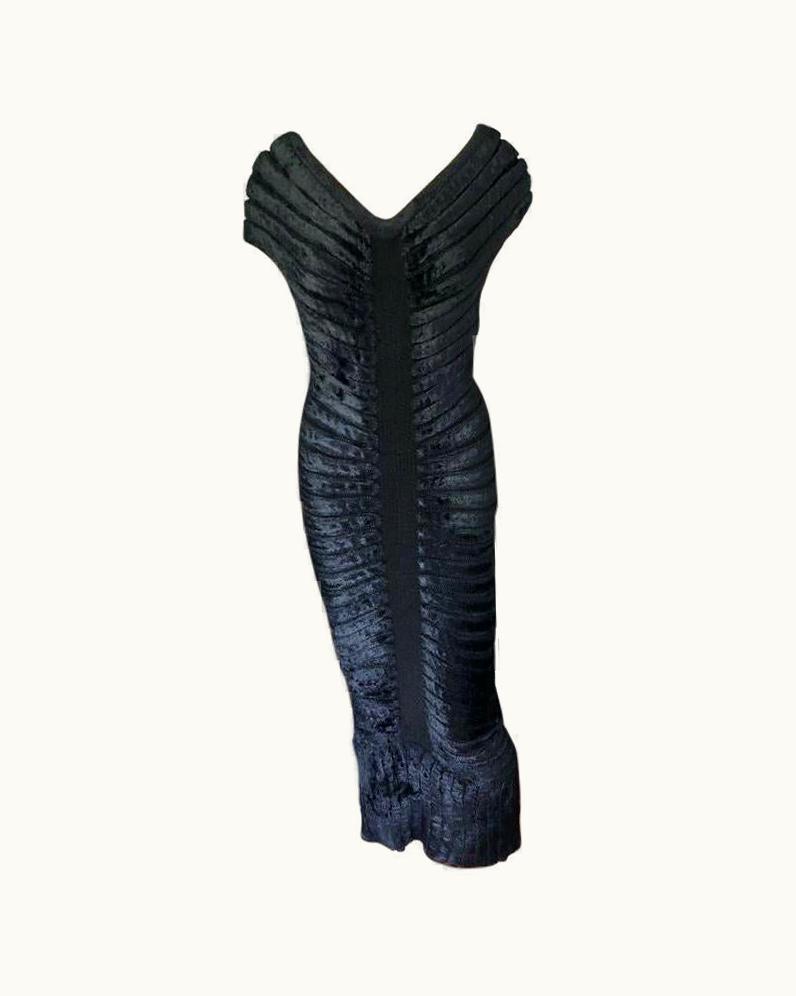 Alaia Azzedine Alaia AW 1991 Vintage Black Long Chenille Dress