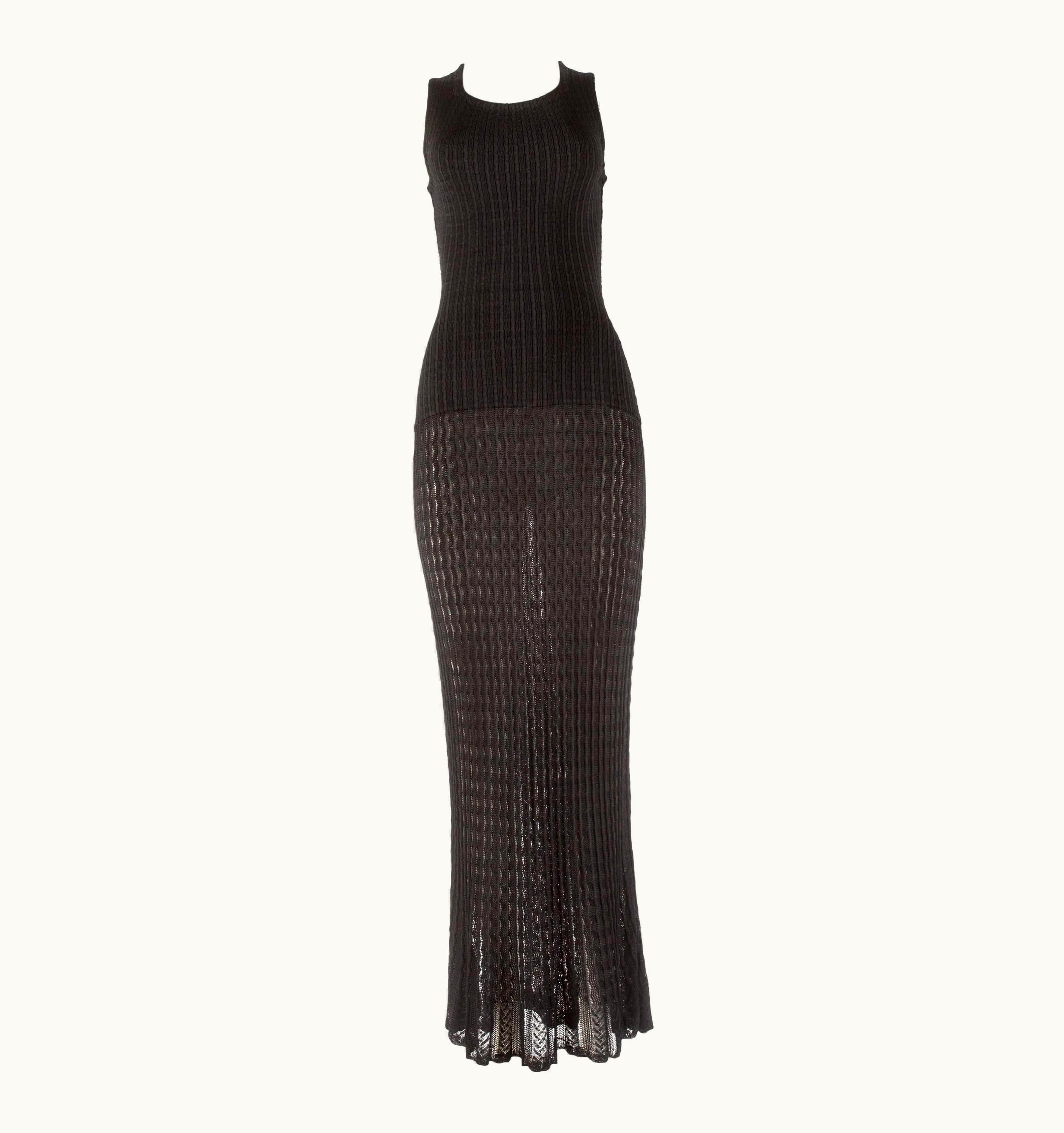 Alaia Azzedine Alaia Spring-Summer 1992 Black Crochet Knit Maxi Dress