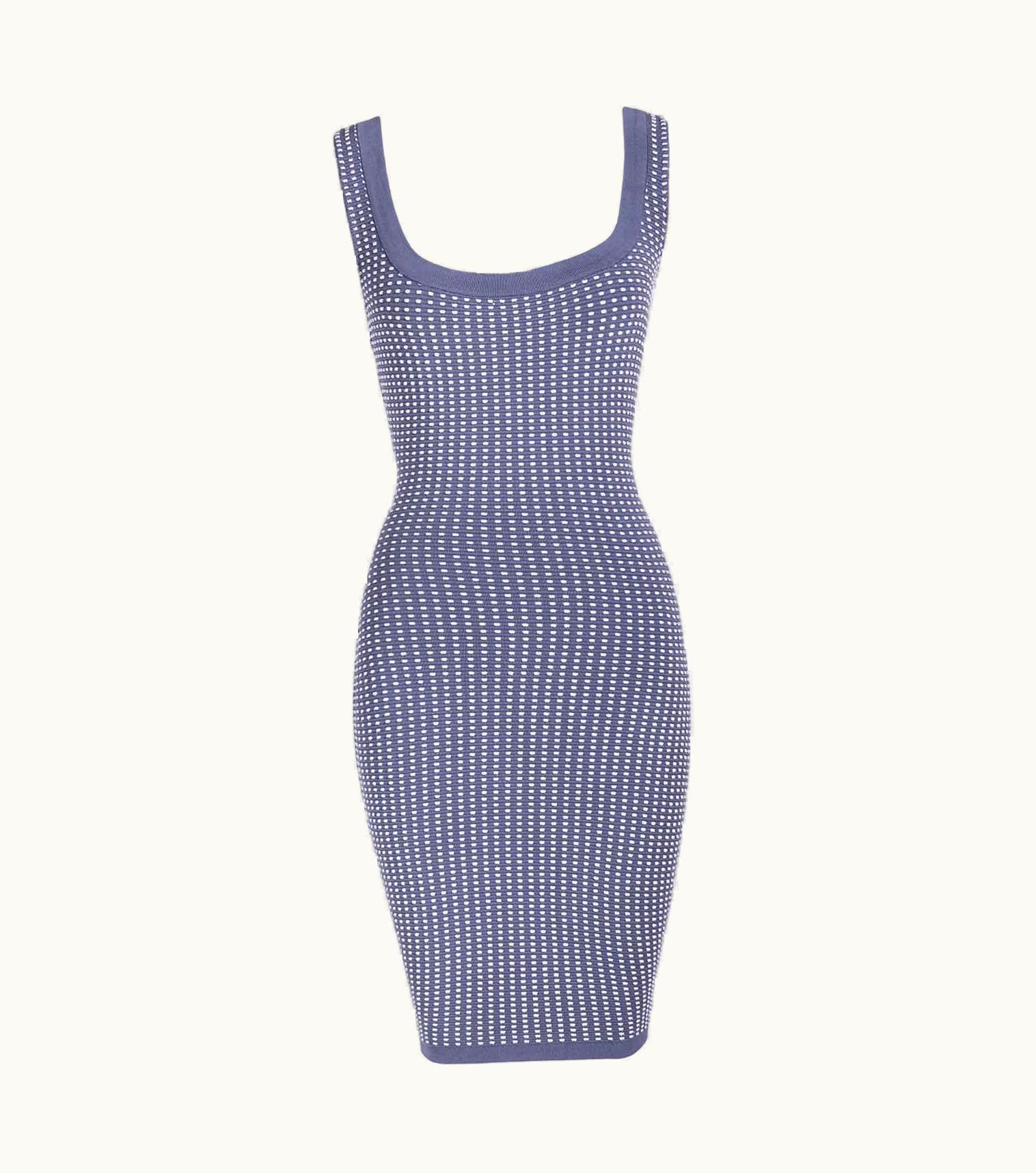 Alaia S/S 1990 Azzedine Alaia Polka Dot Blue Mini Dress