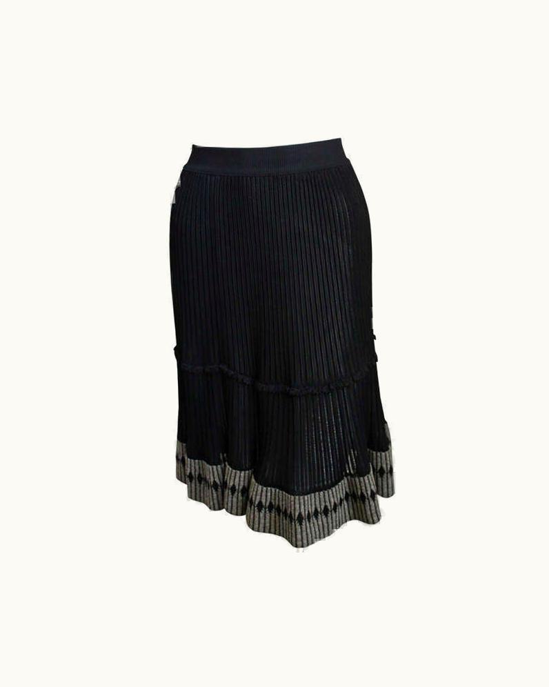 Alaia Azzedine Alaia Black Semi Sheer Skirt With Contrasting Trim, 1990s