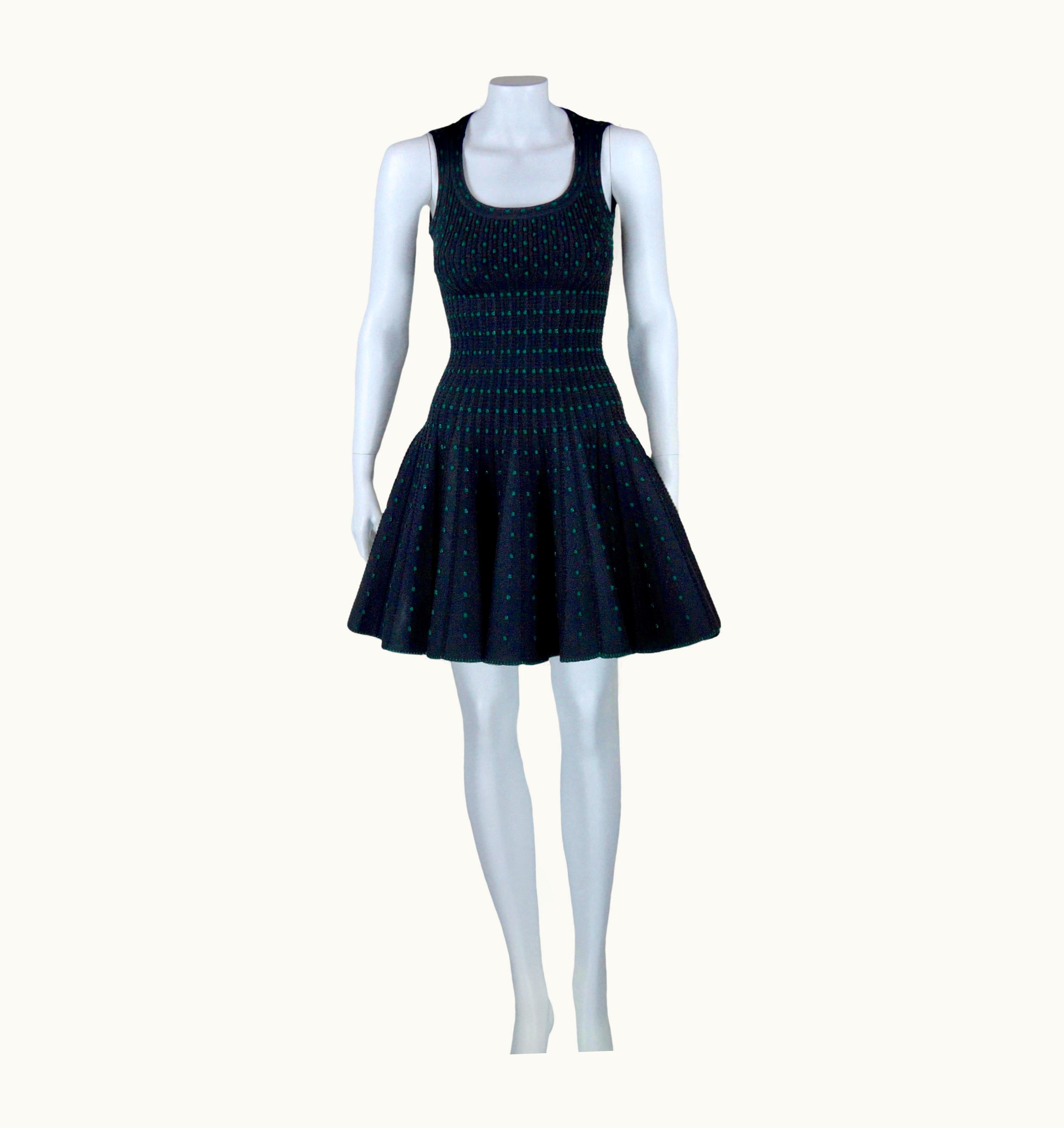 Alaia Azzedine ALAÏA Black Dress And Green Polka Dots Fr