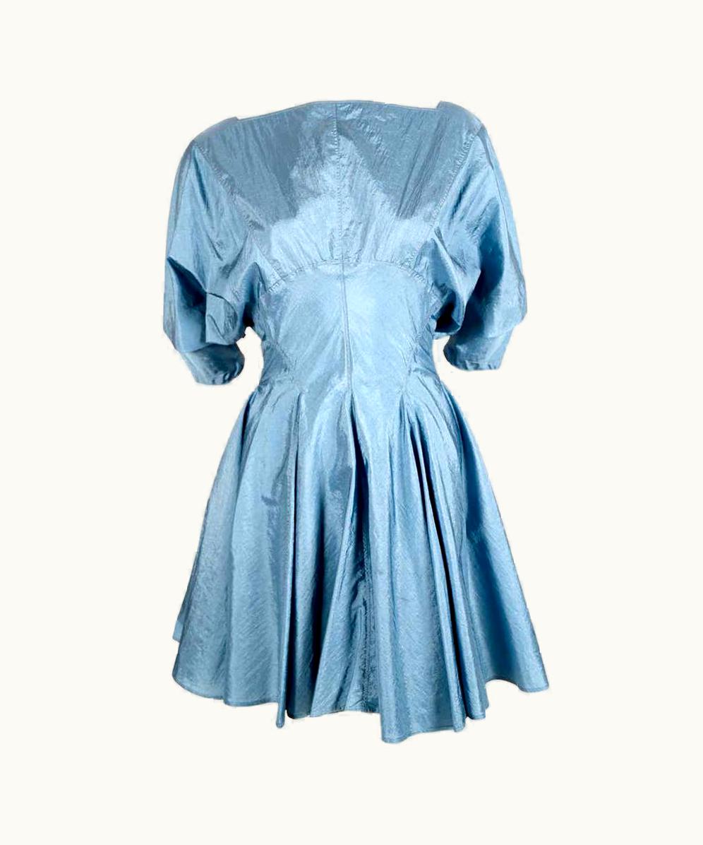 Alaia 1990' Azzedine Alaia Turquoise Nylon Dress With Full Skirt