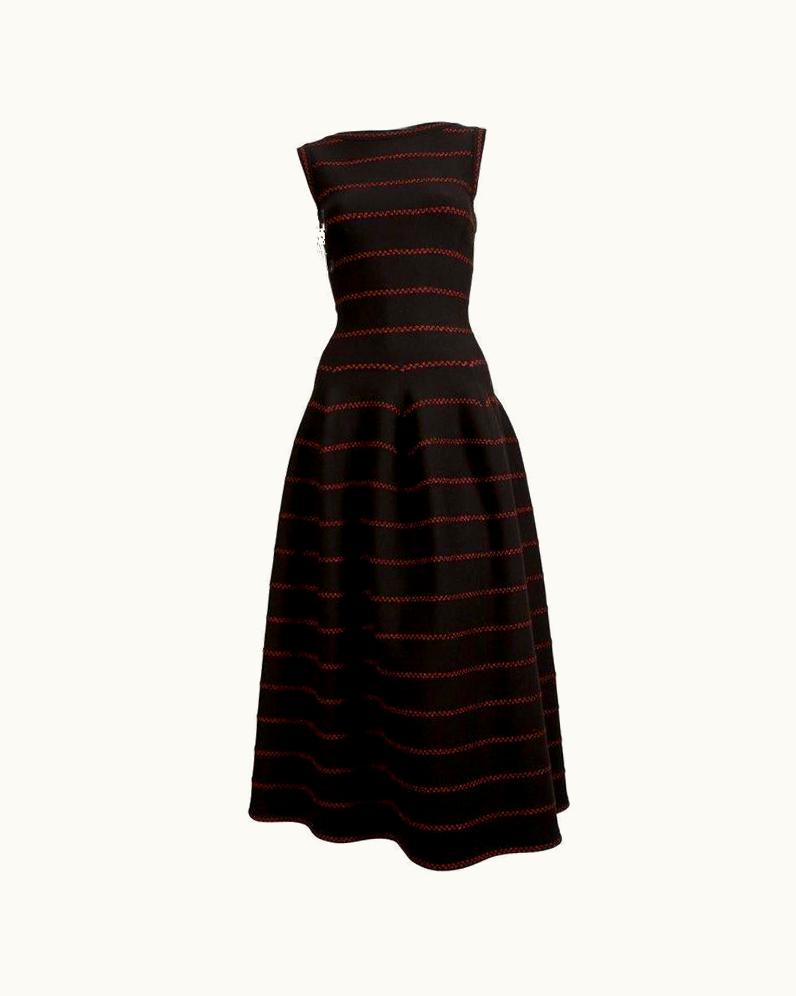 Alaia Azzedine Alaia Long Black Knit Dress With Red Lurex Detail UZ0587120