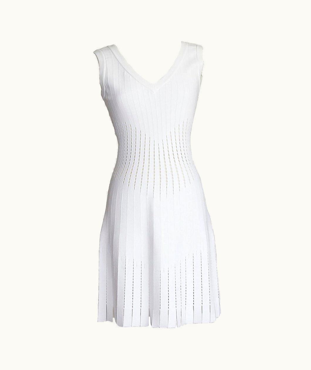 Alaia Azzedine Alaia Dress White Perforated Detail Small Car Wash Hem 40 S/S 6 New