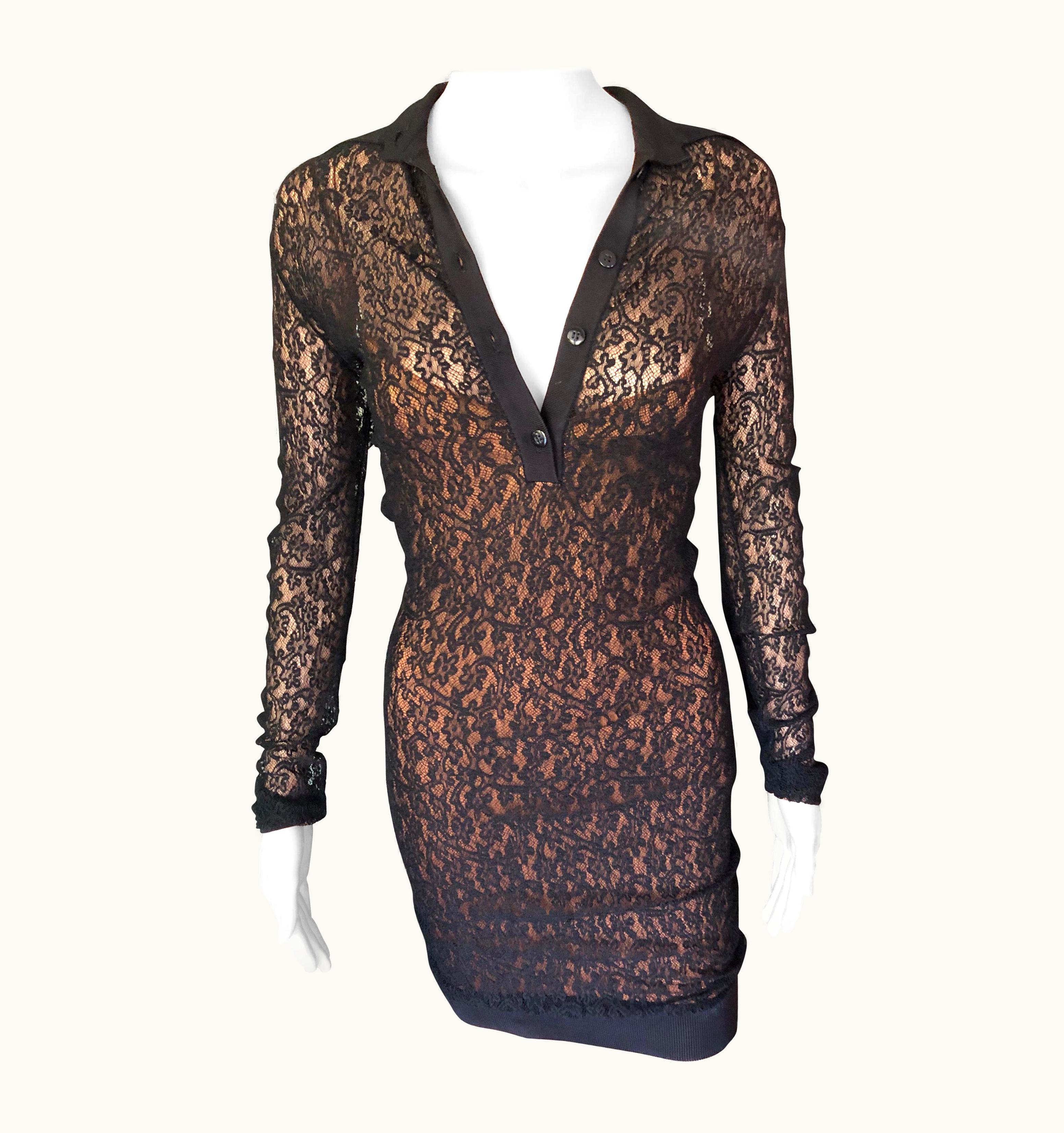 Alaia Azzedine Alaia AW 1990 Vintage Bodycon Sheer Lace Mini Dress
