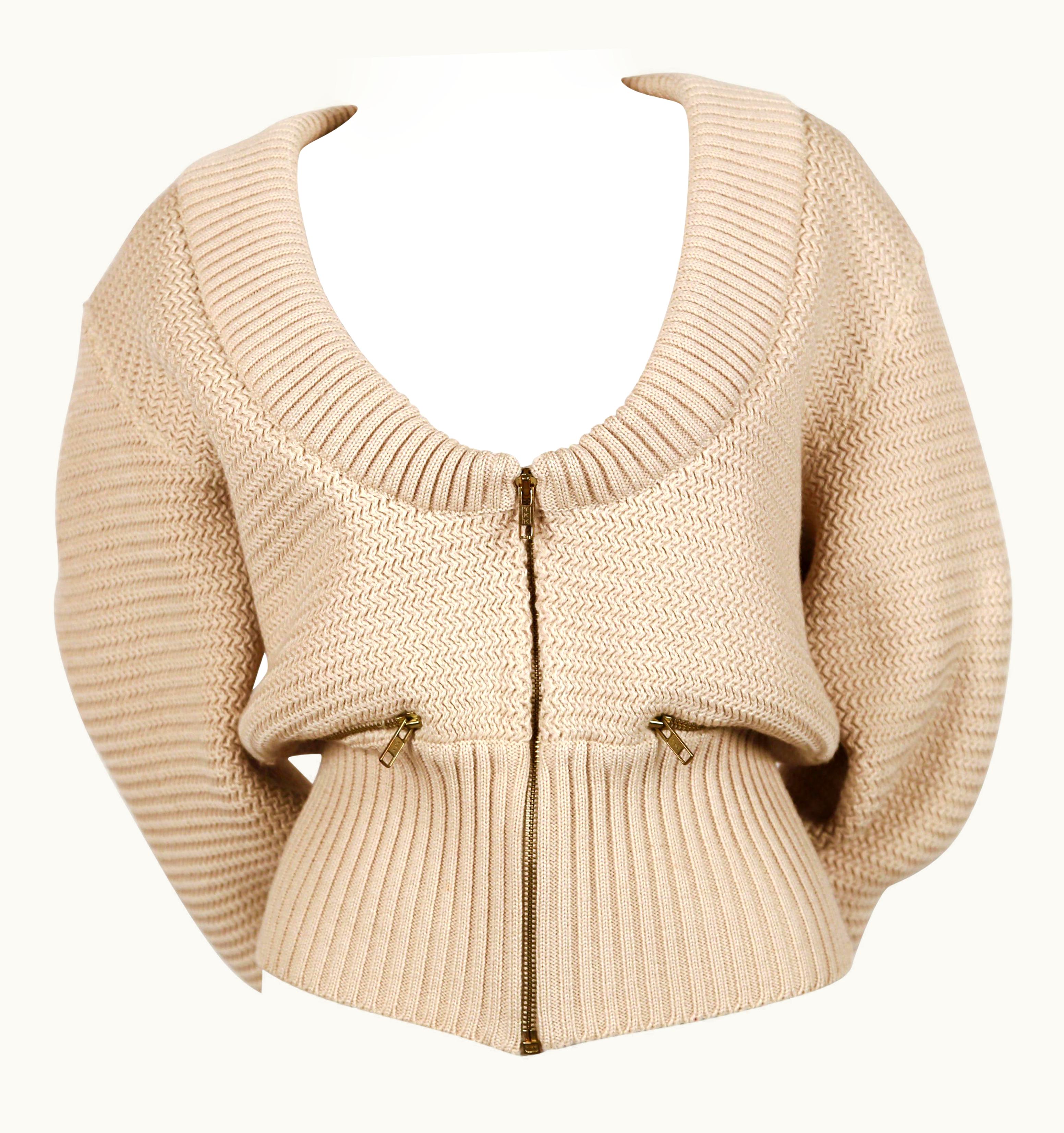 Alaia 1986 Azzedine Alaia Heavy Knit Runway Cardigan Sweater Coat With Zippers