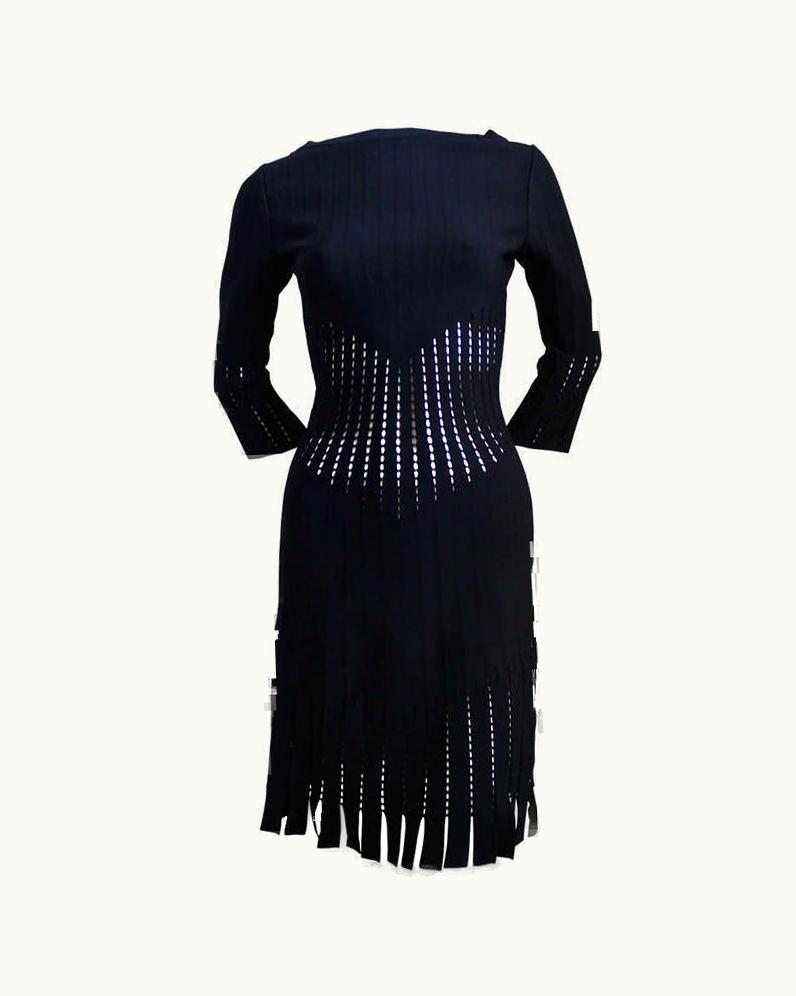 Alaia Azzedine Alaia Back Knit Dress With Cut-outs And Fringed Hemline