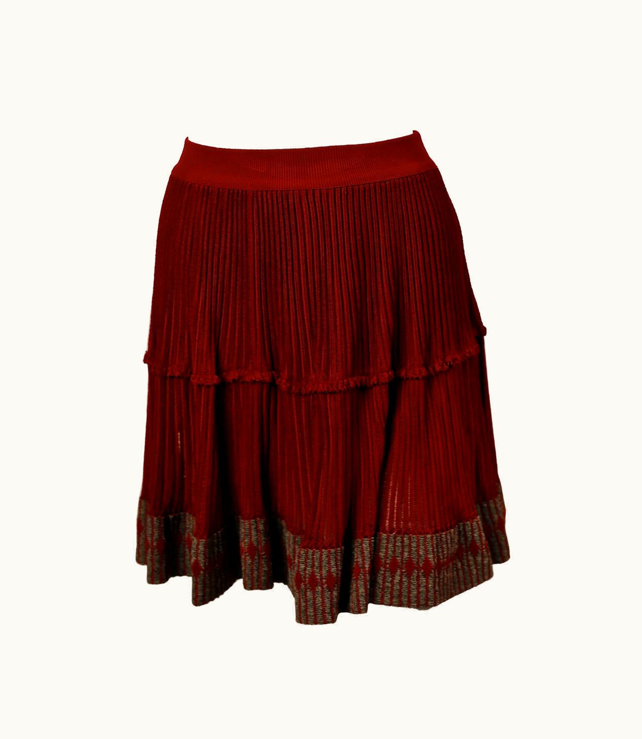 Alaia 1990' Azzedine Alaia Cinnamon Semi Sheer Skirt With Contrasting Trim