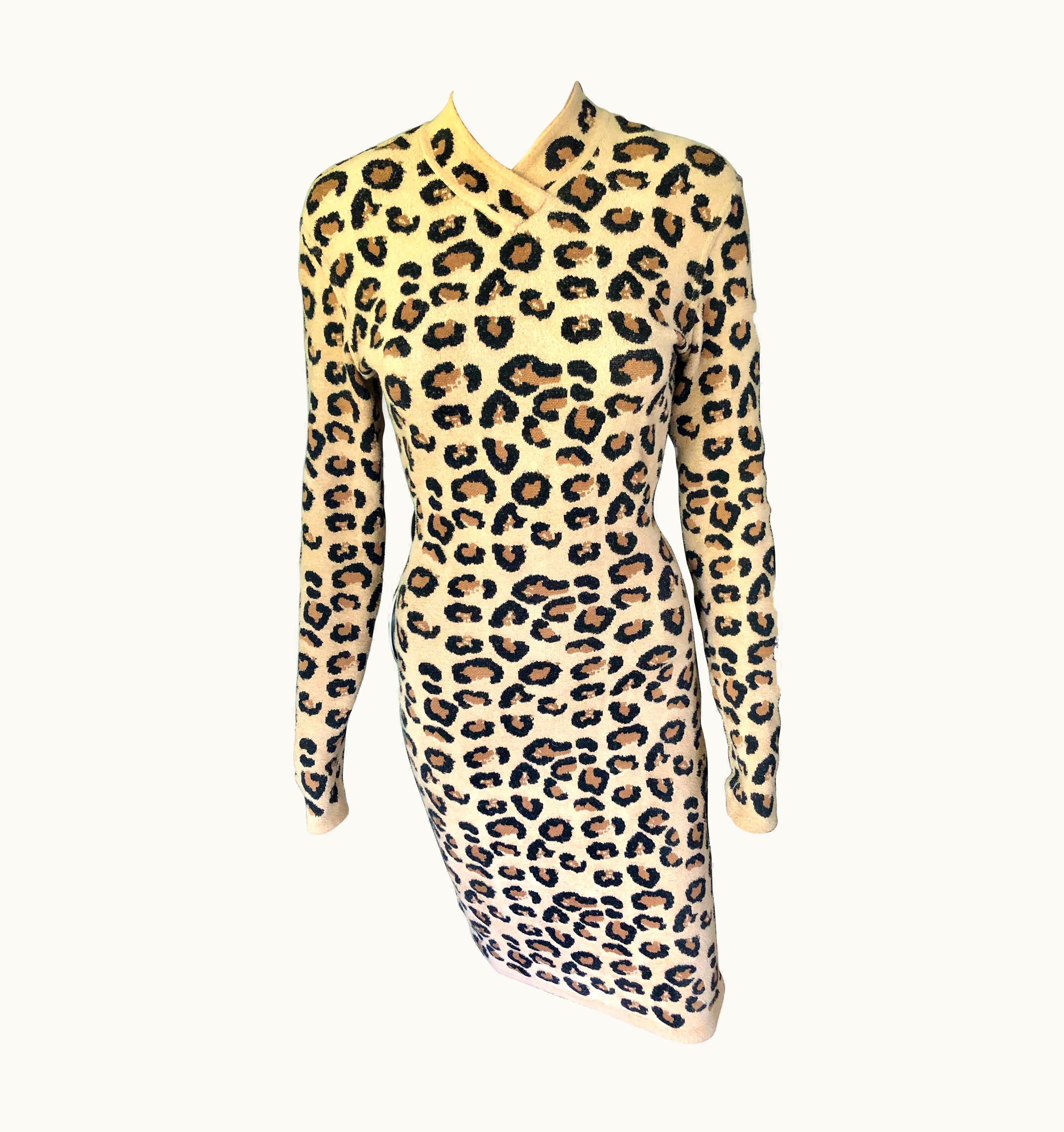 Alaia Azzedine Alaia AW 1991 Runway Vintage Iconic Leopard Print Bodycon Dress