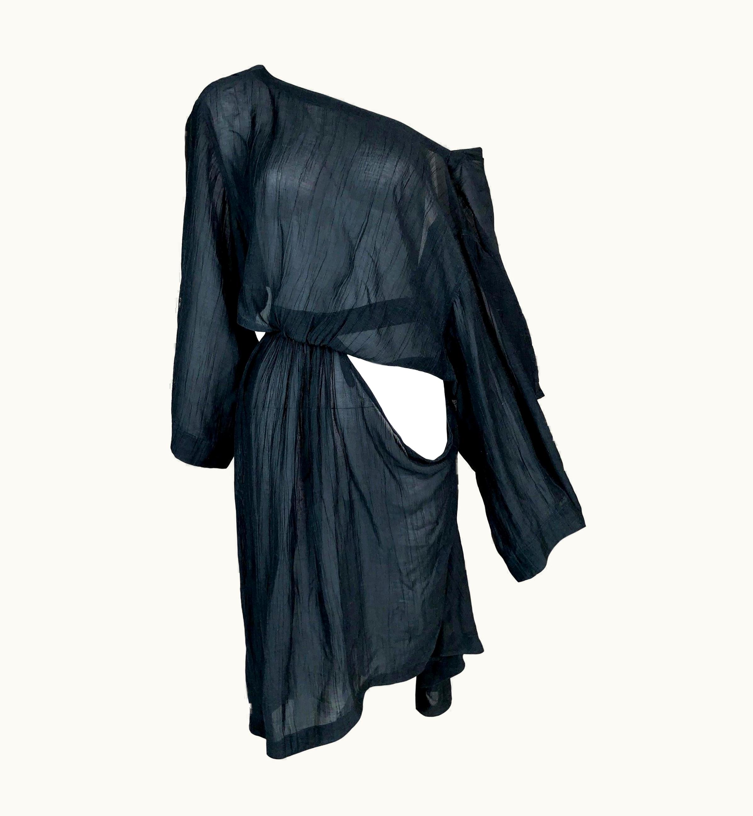 Alaia Vintage 1980' Azzedine Alaia Sheer Green Off Shoulder Cut-Out Dress