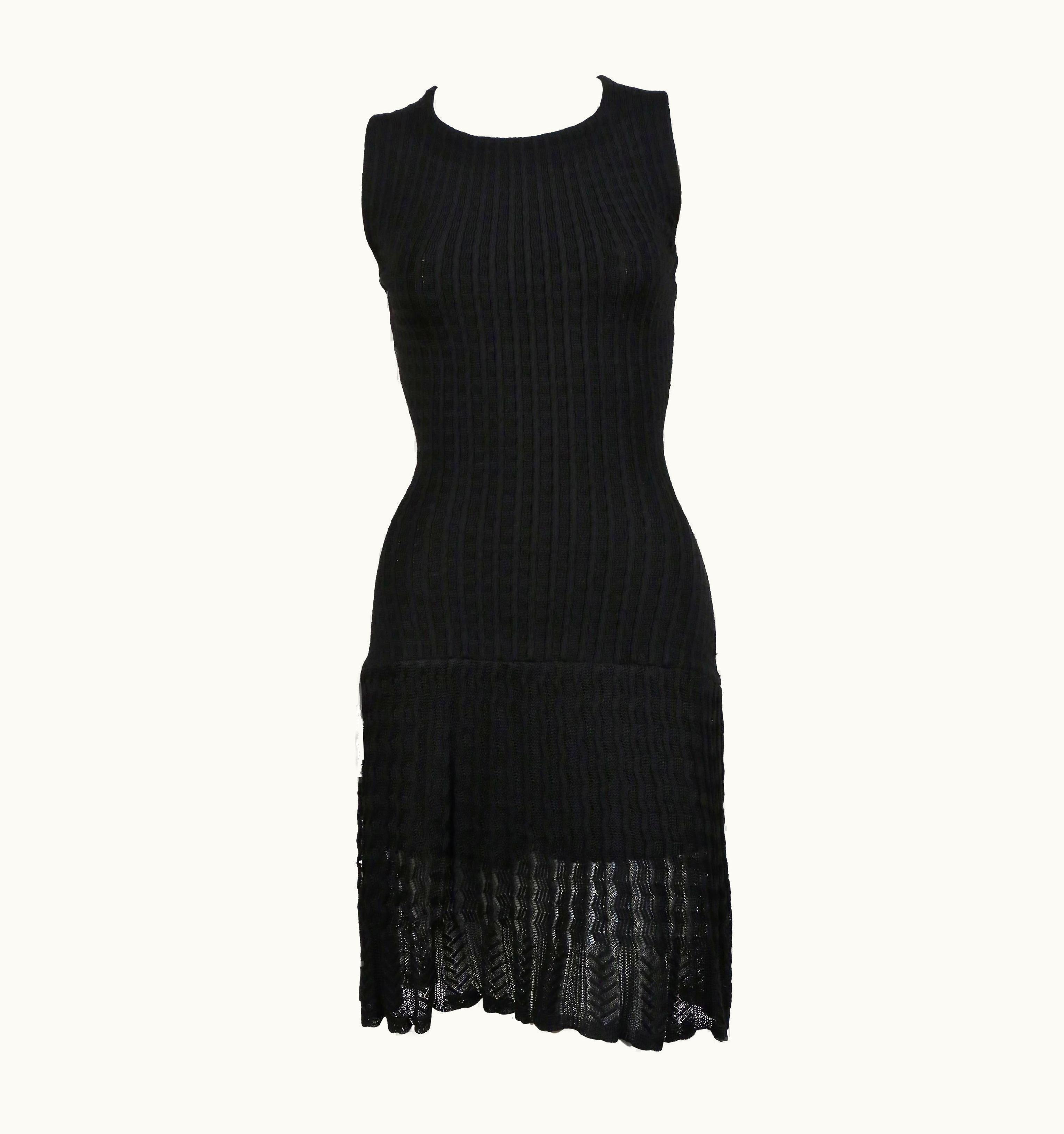 Alaia 1990' Azzedine Alaia Black Sleeveless Knit Dress With Sheer Hem UZ0587194
