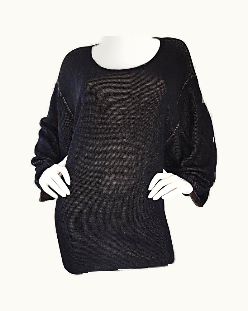 Alaia 1980s Azzedine Alaia Black Dolman Sleeve Vintage 80s Mini Dress Or Sweater