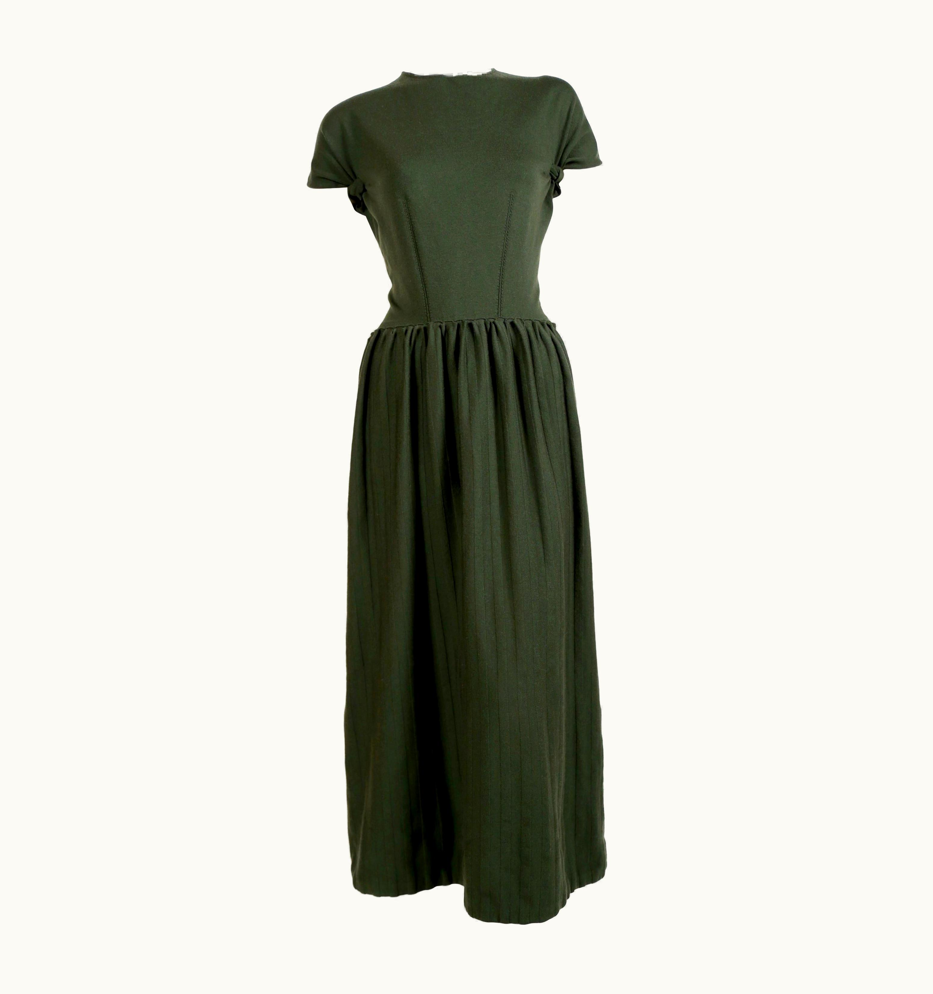 Alaia 1990' Azzedine Alaia Forest Green Wool Knit Dress With Open Back - New UZ0587250