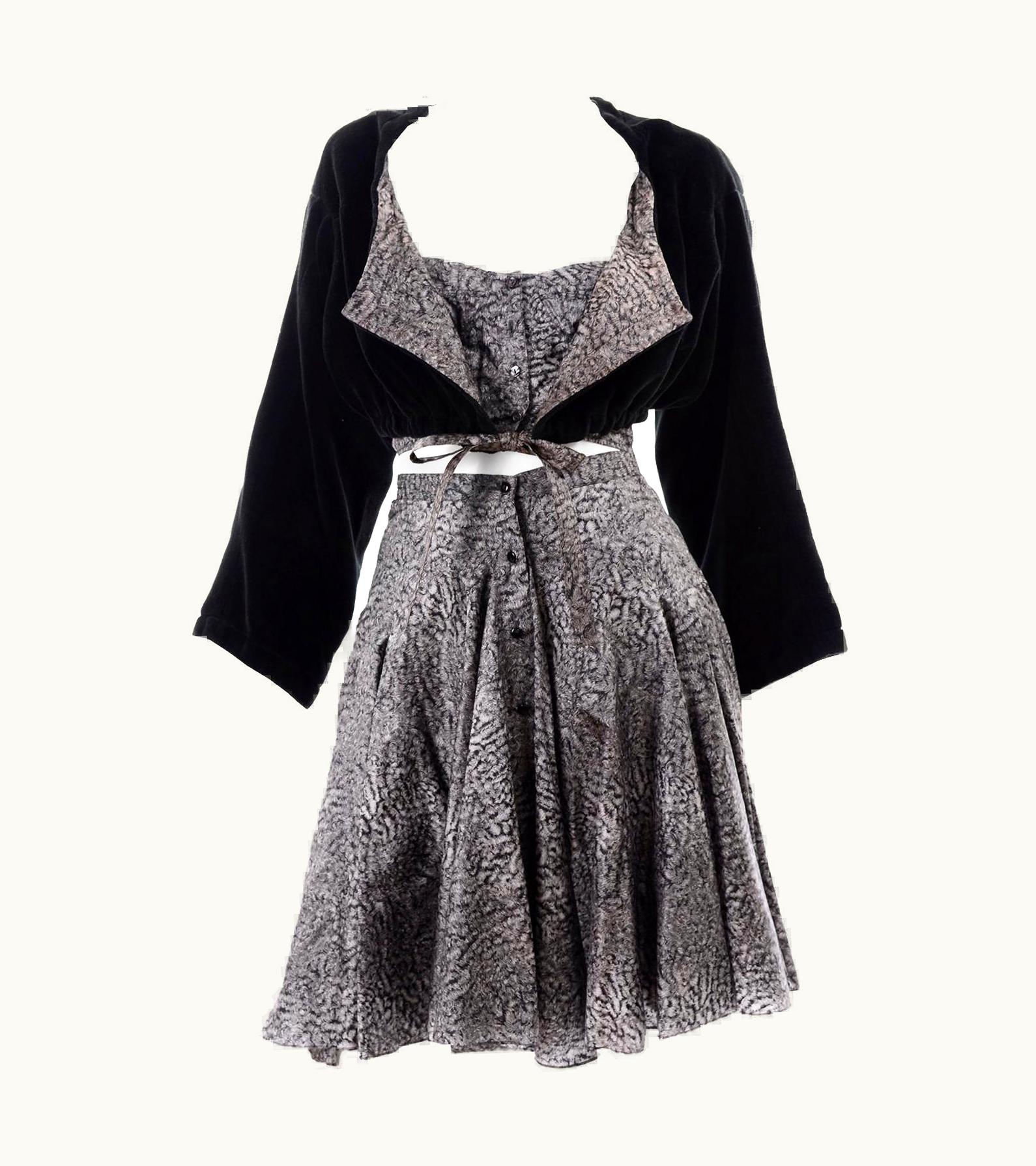 Alaia Rare Azzedine Alaia 4 Pc Shorts Skirt Bustier Jacket Christophe Von Weyhe Print