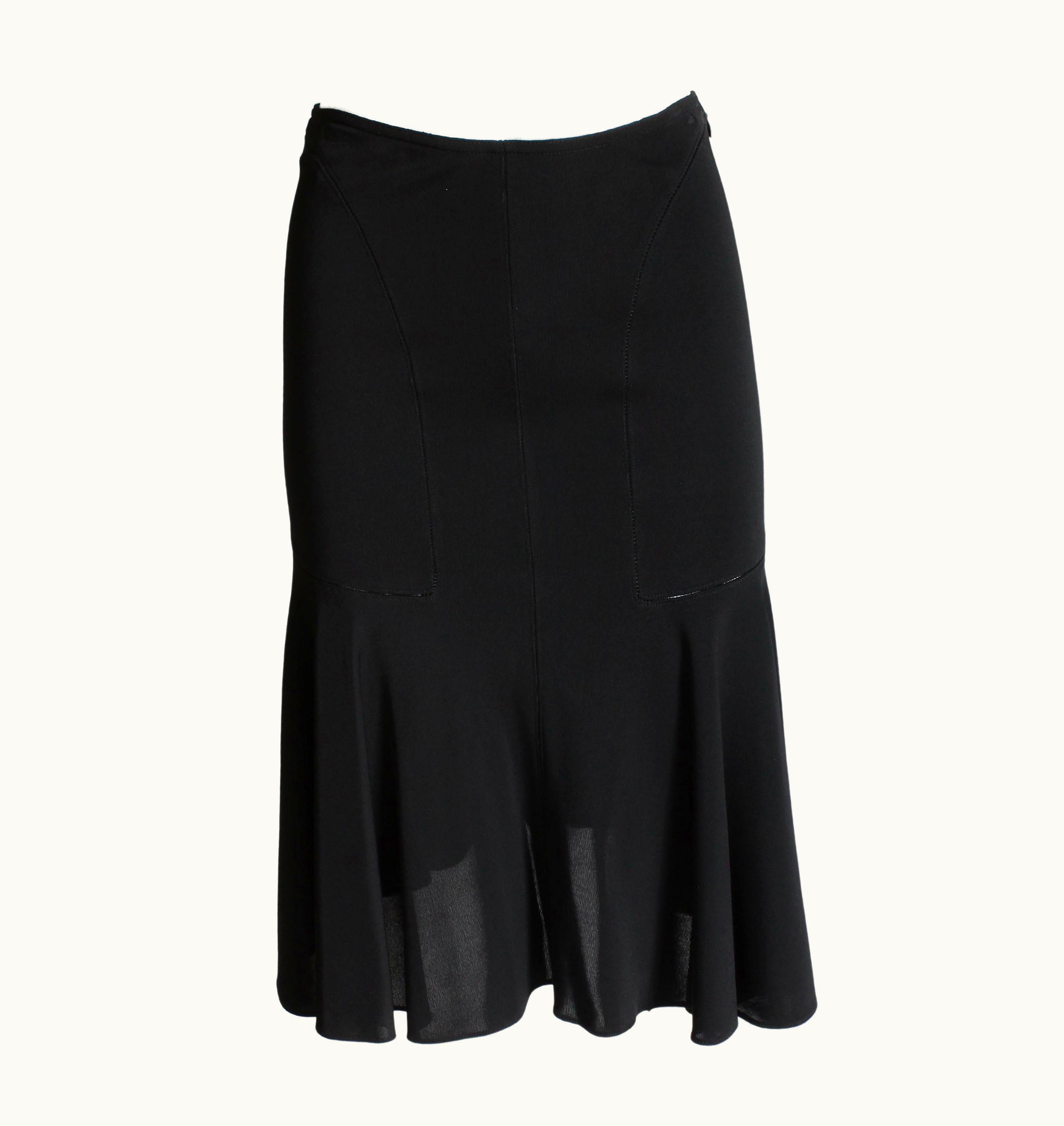 Alaia Azzedine Alaïa Skirt Fitted Bodycon With Tulip Flare Hem Black 90s