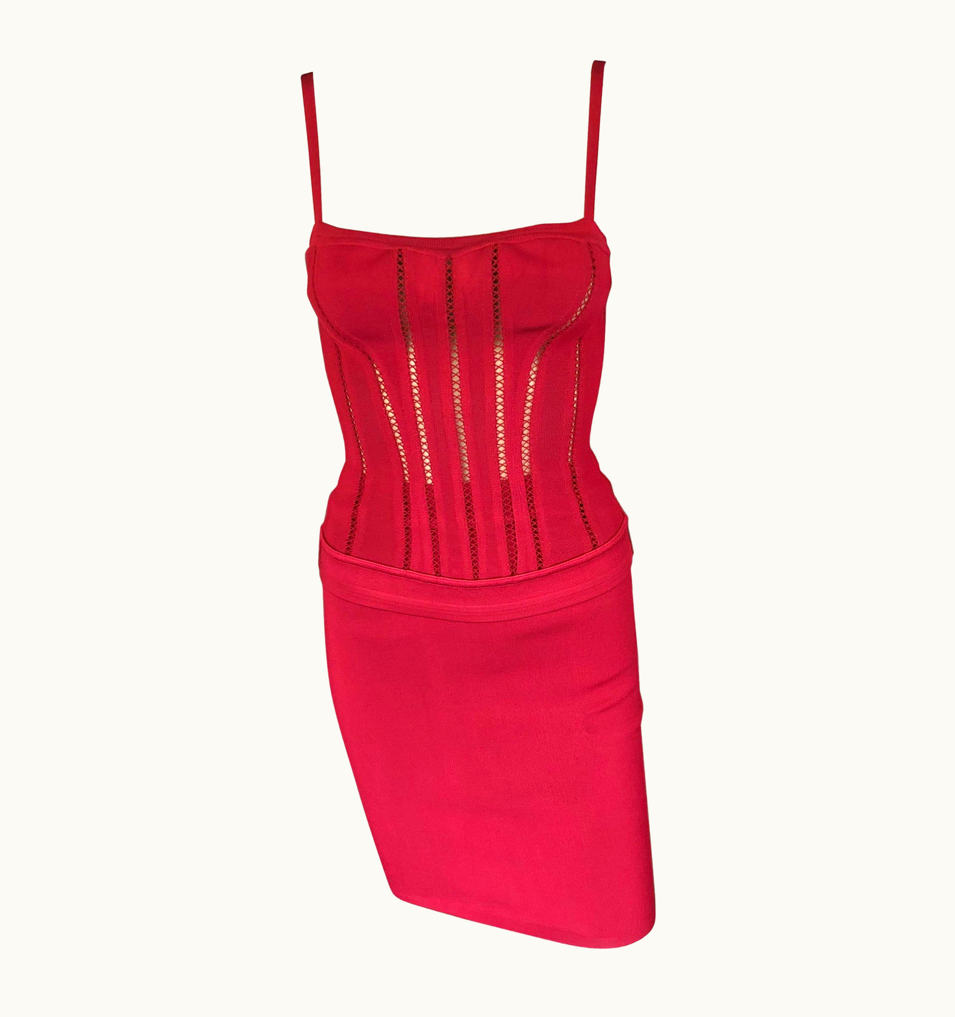 Alaia Azzedine Alaia AW 1991 Vintage Skirt And Bustier Corset Top 2 Piece Set