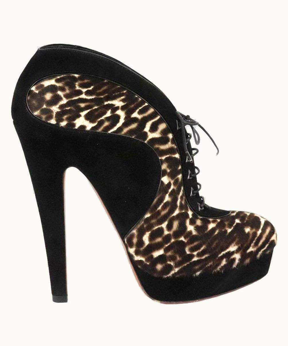 Alaia Azzedine Alaïa Leopard Print Calf Hair And Suede Ankle Boots Eu 38.5