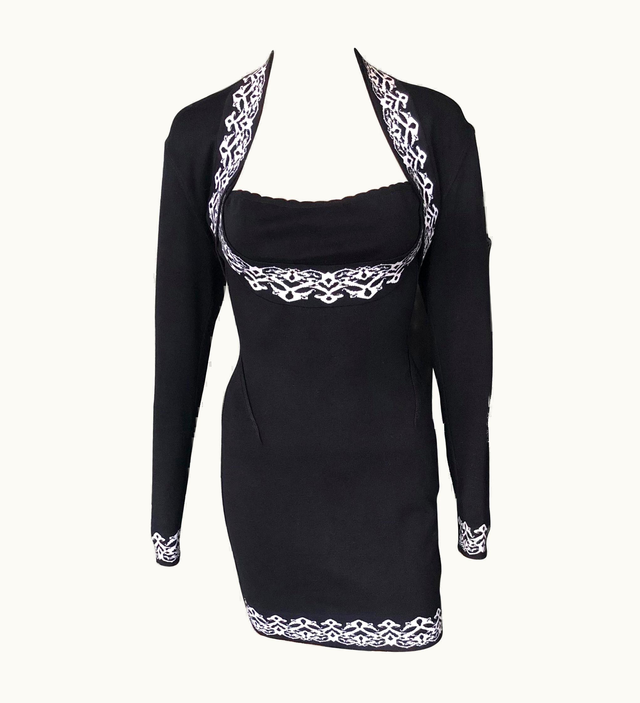 Alaia Azzedine Alaia S/S 1992 Vintage Bustier Open Back Dress And Bolero 2 Piece Set