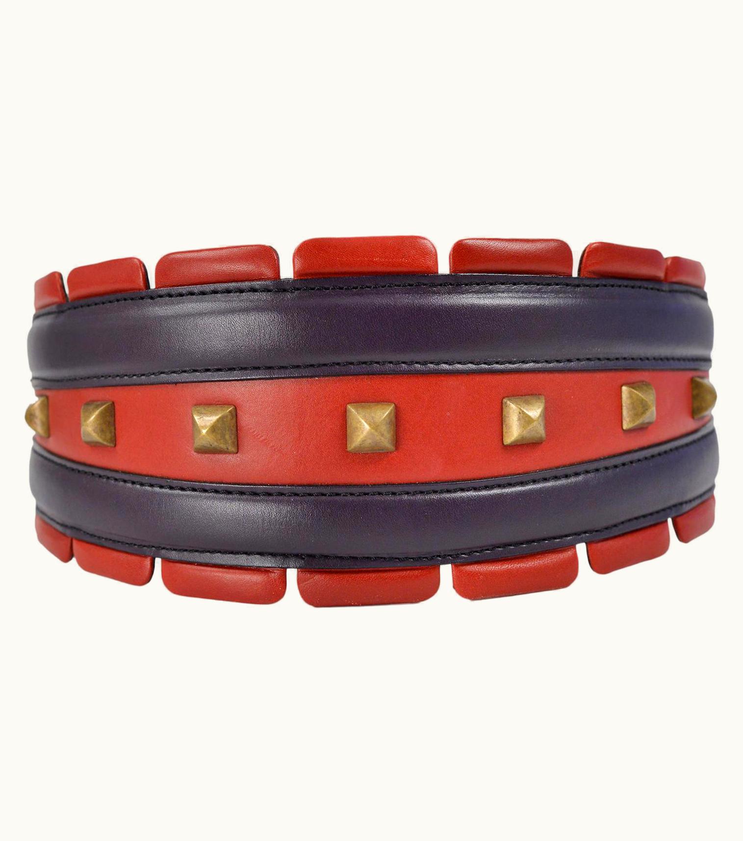 Alaia Alaia Red & Purple Leather Belt With Studs