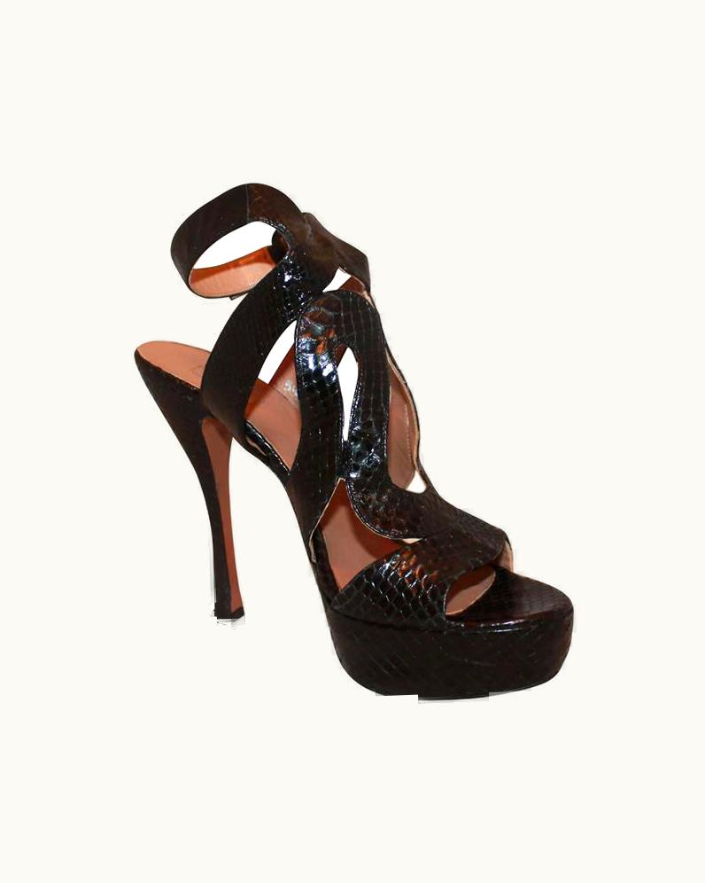 Alaia Alaia Black Plaform Cutout Snakeskin Heel