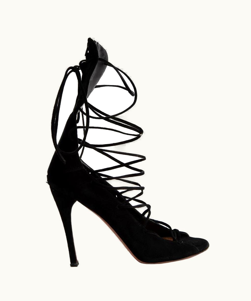 Alaia Alaïa Women' Black Suede Lace Up Heels