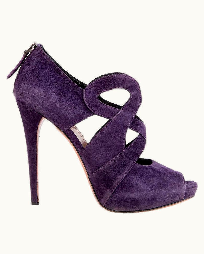 Alaia Alaia Purple Suede Platform Sandals Shoes