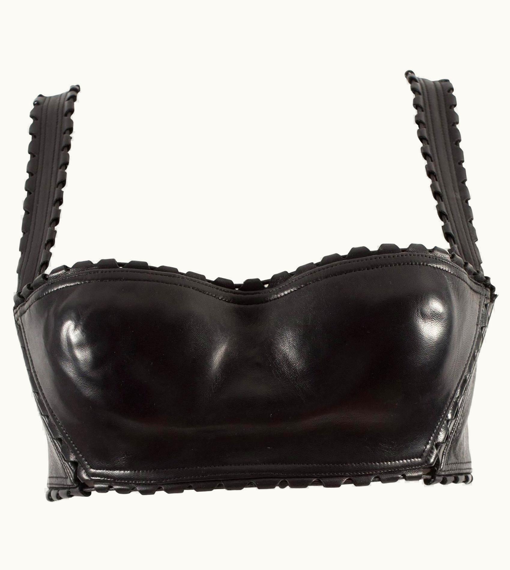 Alaia Alaia Spring-Summer 1992 Black Leather Lace Up Bra