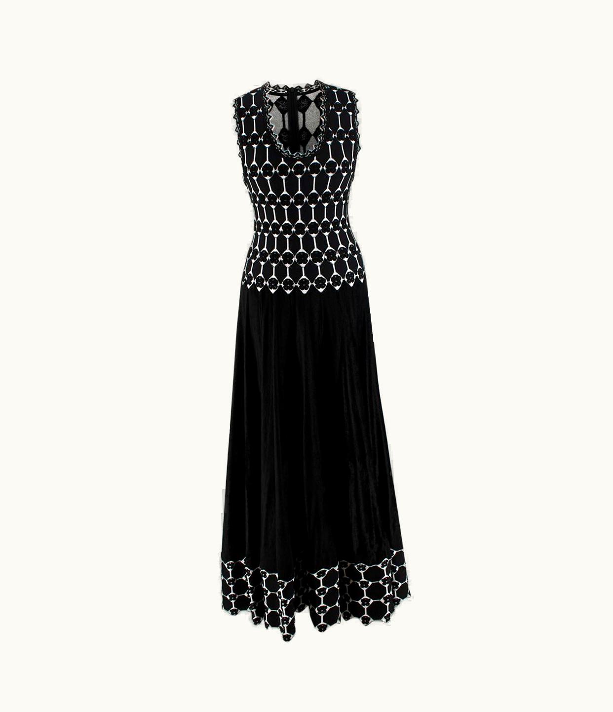 Alaia Alaia Black & White Sleeveless Knit Gown - Us
