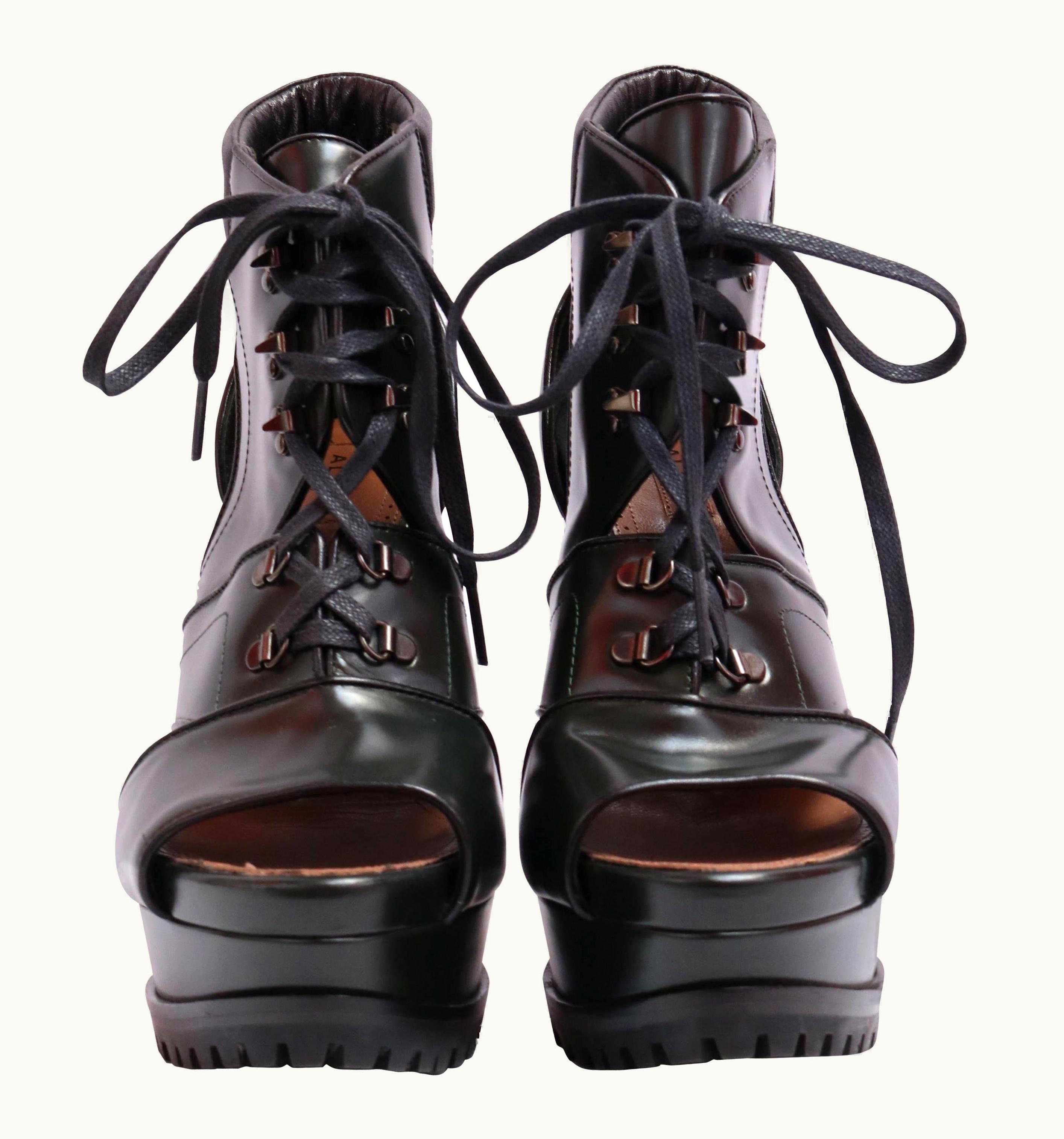 Alaia Alaia Lace Up Dark Green High Heel