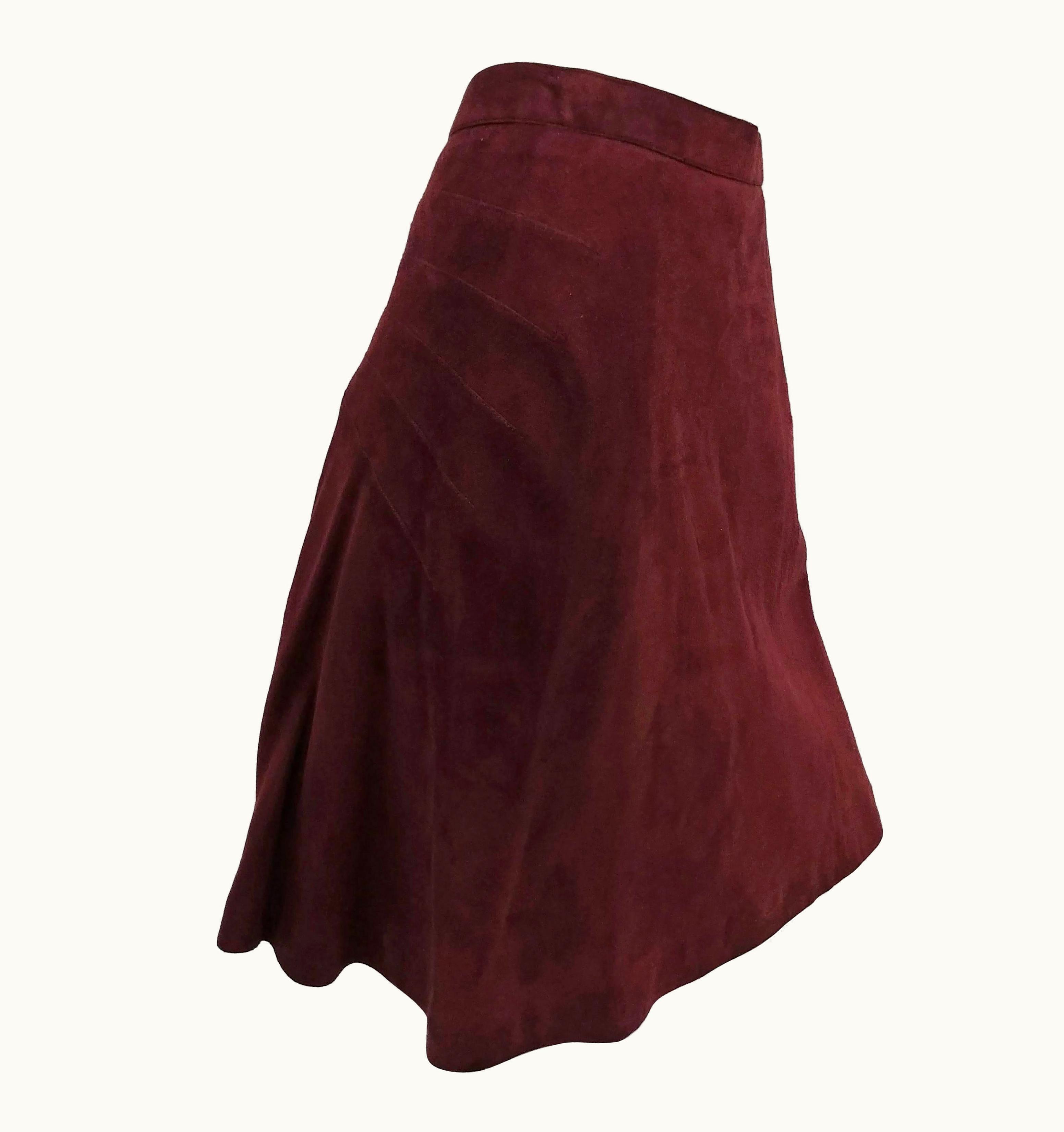 Alaia 1990s Alaia Brown Vegan Suede Back Pleat Skirt