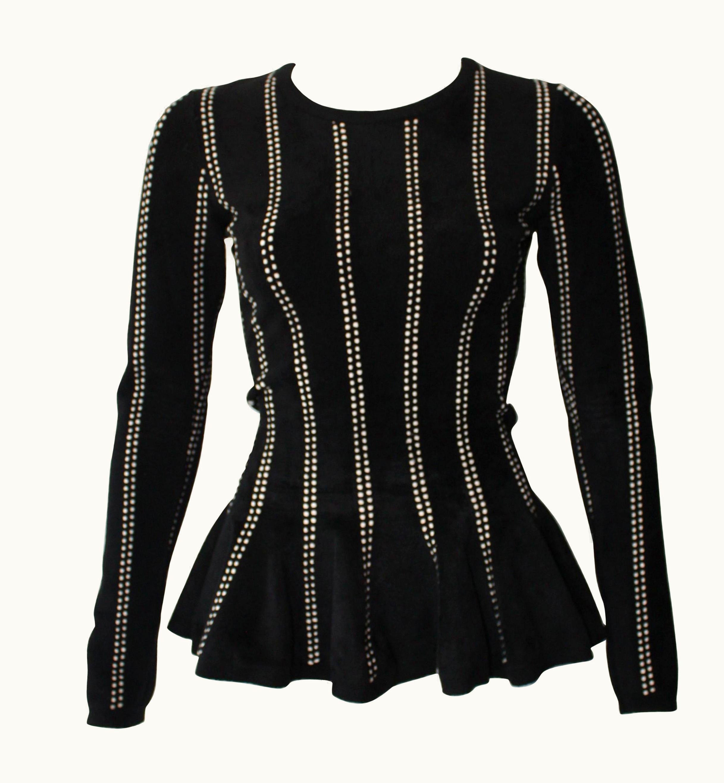 Alaia Alaia Black And White Peplum Top Tags Attached