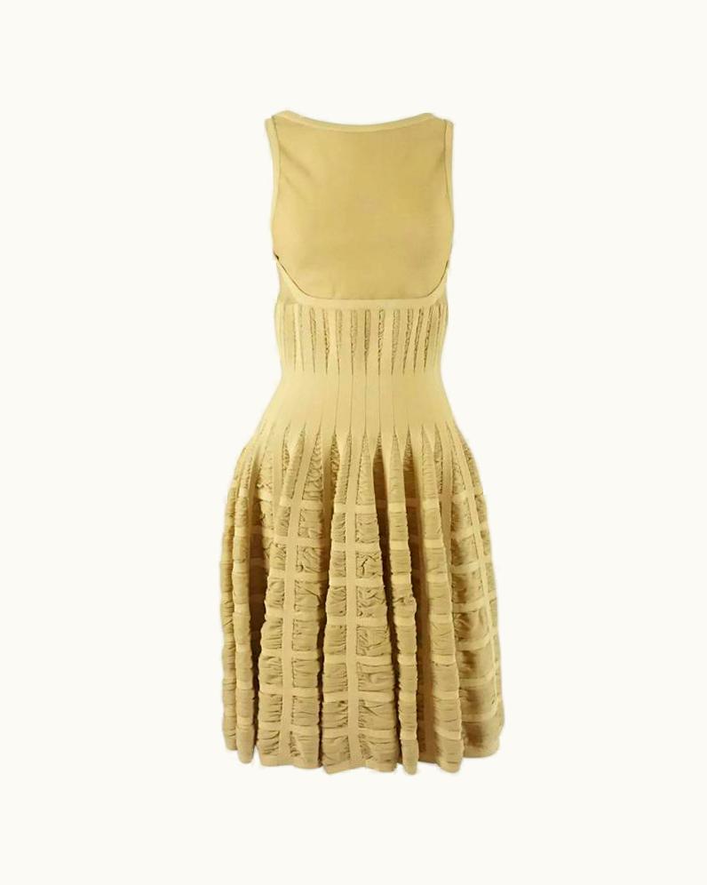 Alaia Alaia Camel Silk Knit Sleeveless Flare Dress