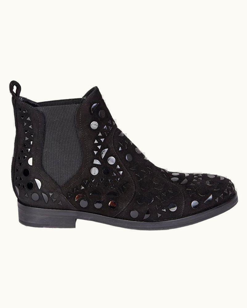 Alaia Alaia Black Suede Embellished Chelsea Boots Shoes