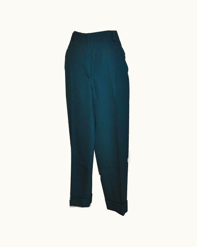 Alaia Rare Alaia Forest Green Textured Wool Gabardine Trousers