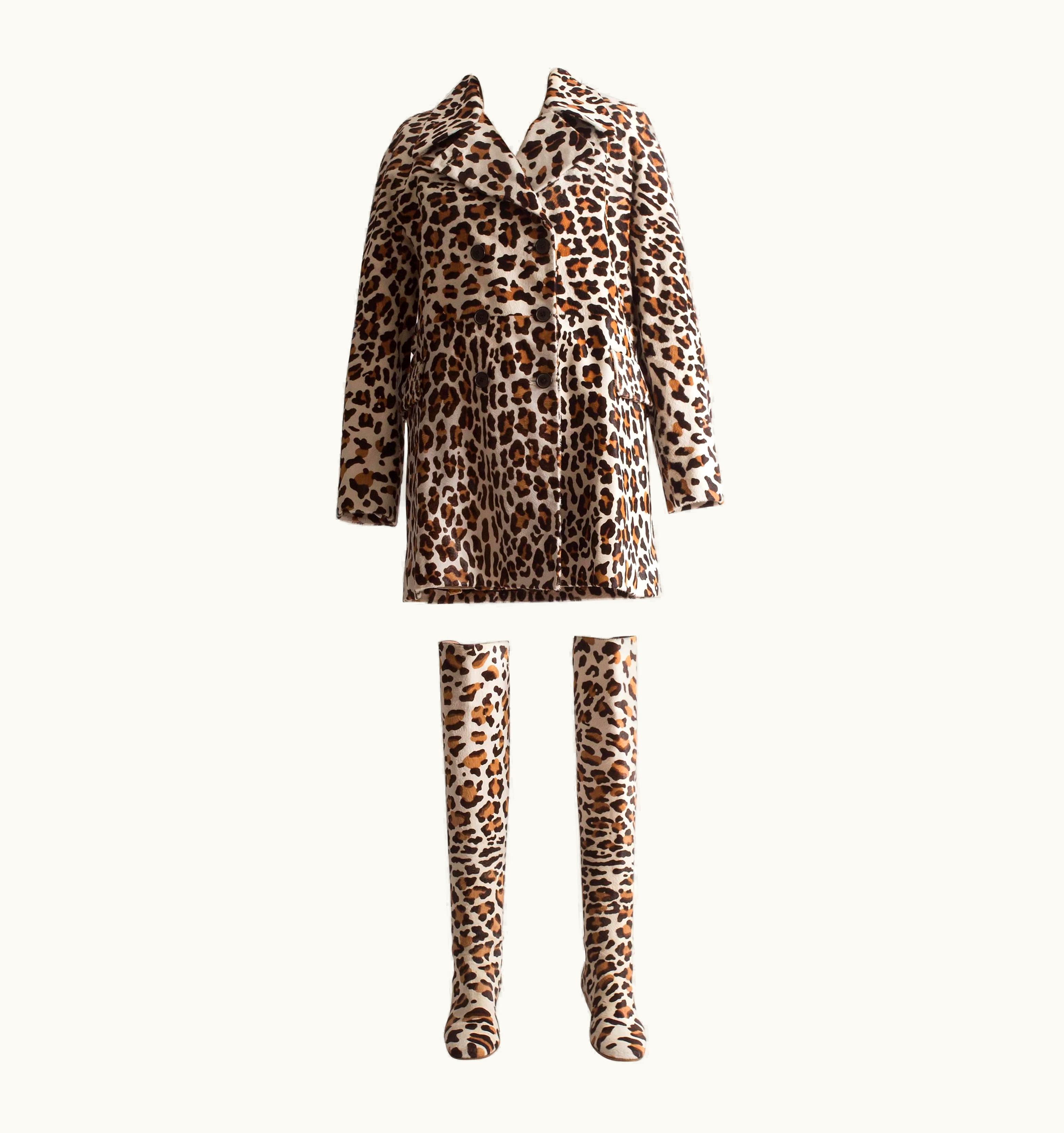 Alaia Alaia Pony Hair Leopard Print Coat And Boots Ensemble