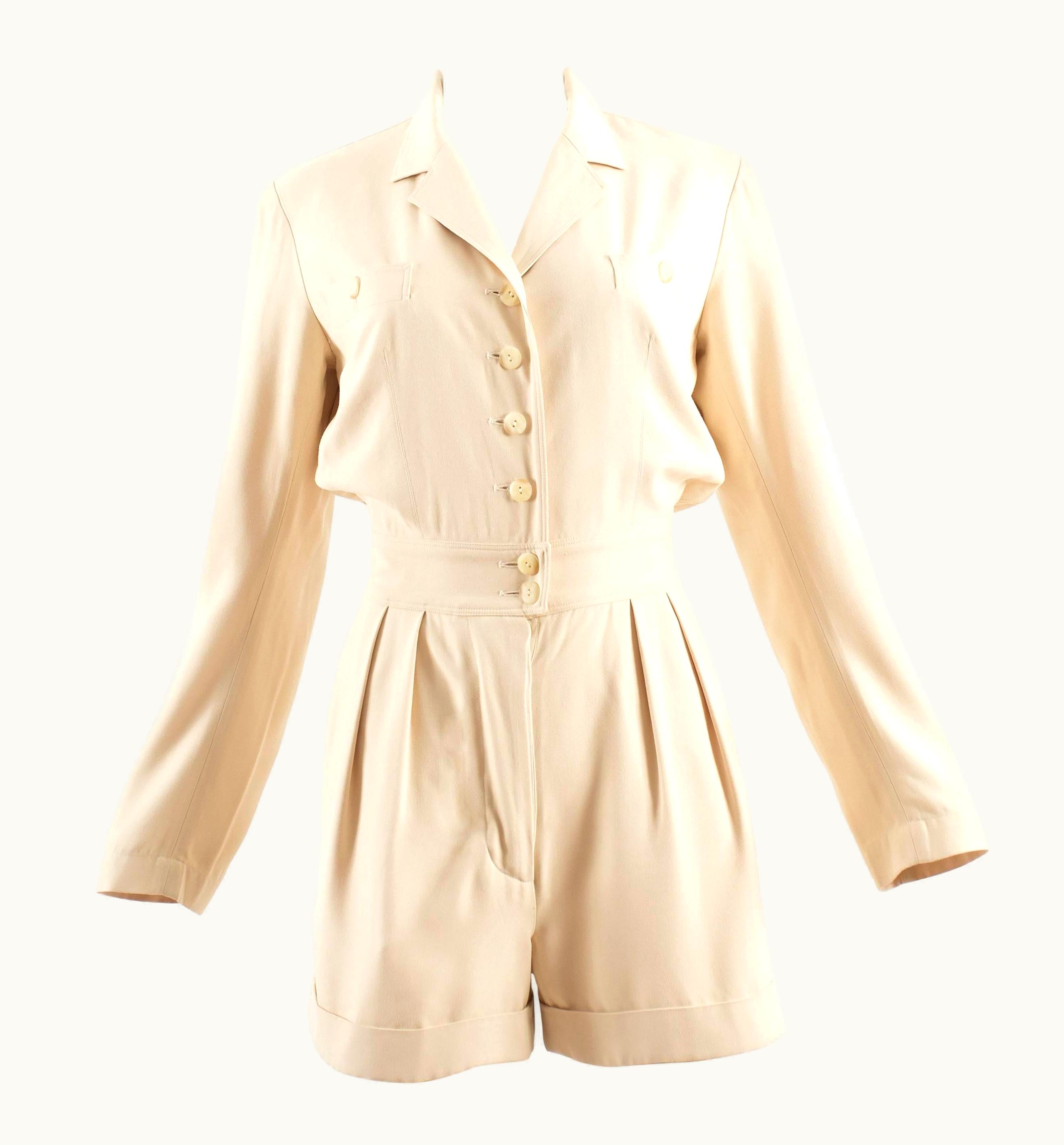 Alaia Alaia Spring-Summer 1988 Cream Cotton Playsuit And Jacket