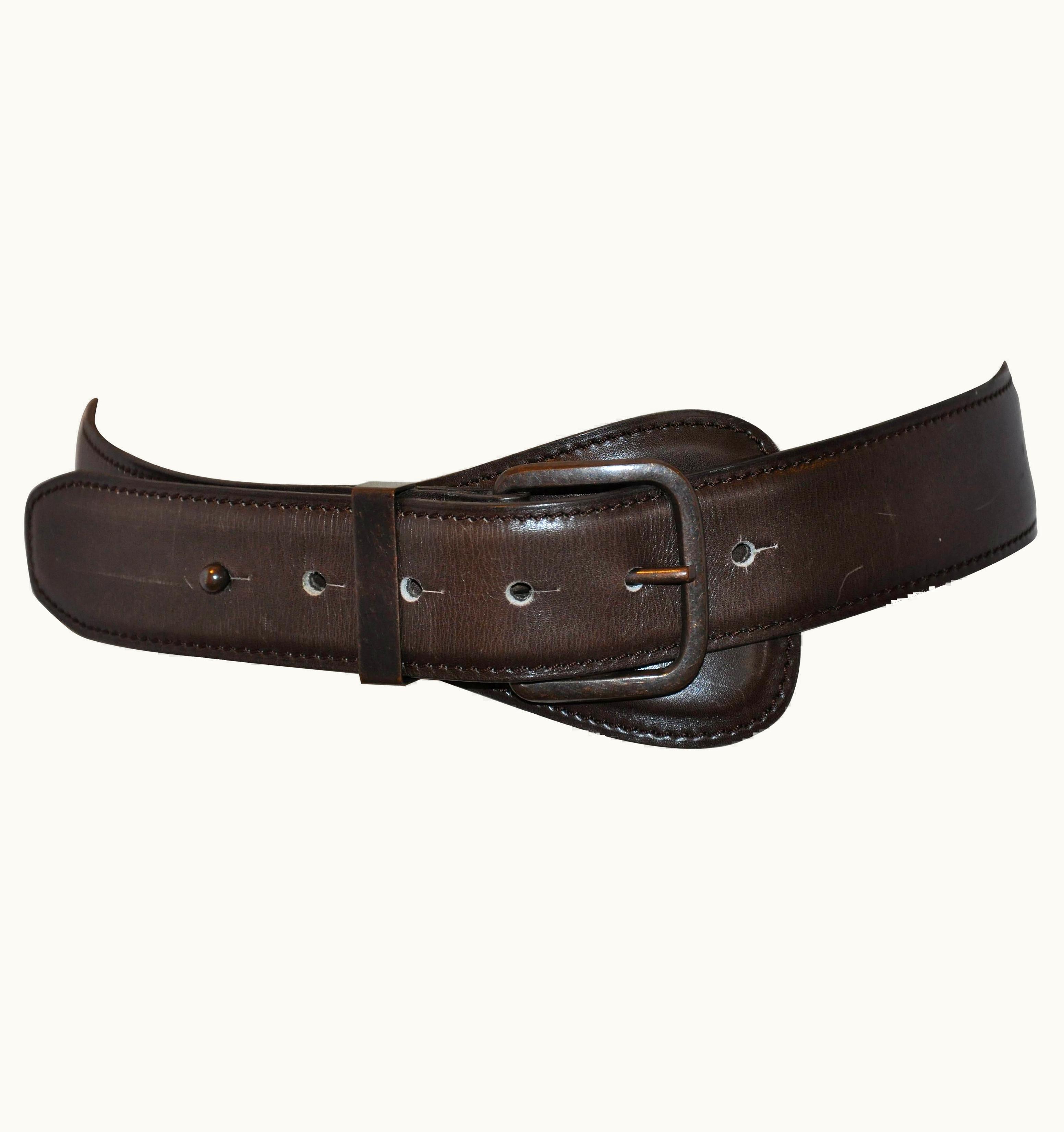 Alaia Alaia Coco Brown Calfskin With Brass Accent Leather Belt