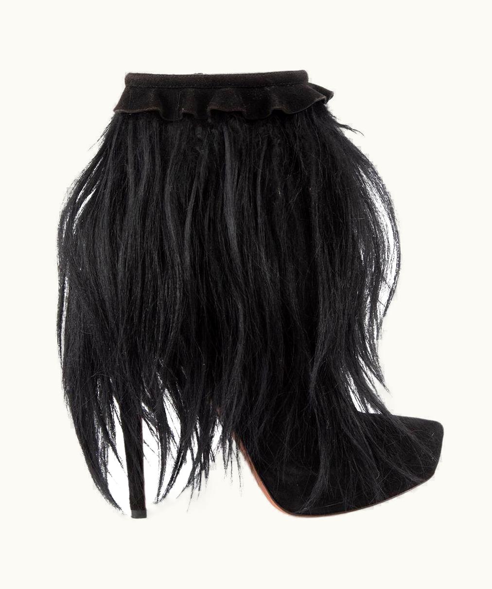 Alaia Alaïa Women' Black Goat Hair Heeled Boots