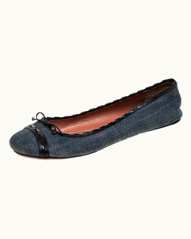 Alaia Alaia Black/Blue Denim Bow Ballet Flats